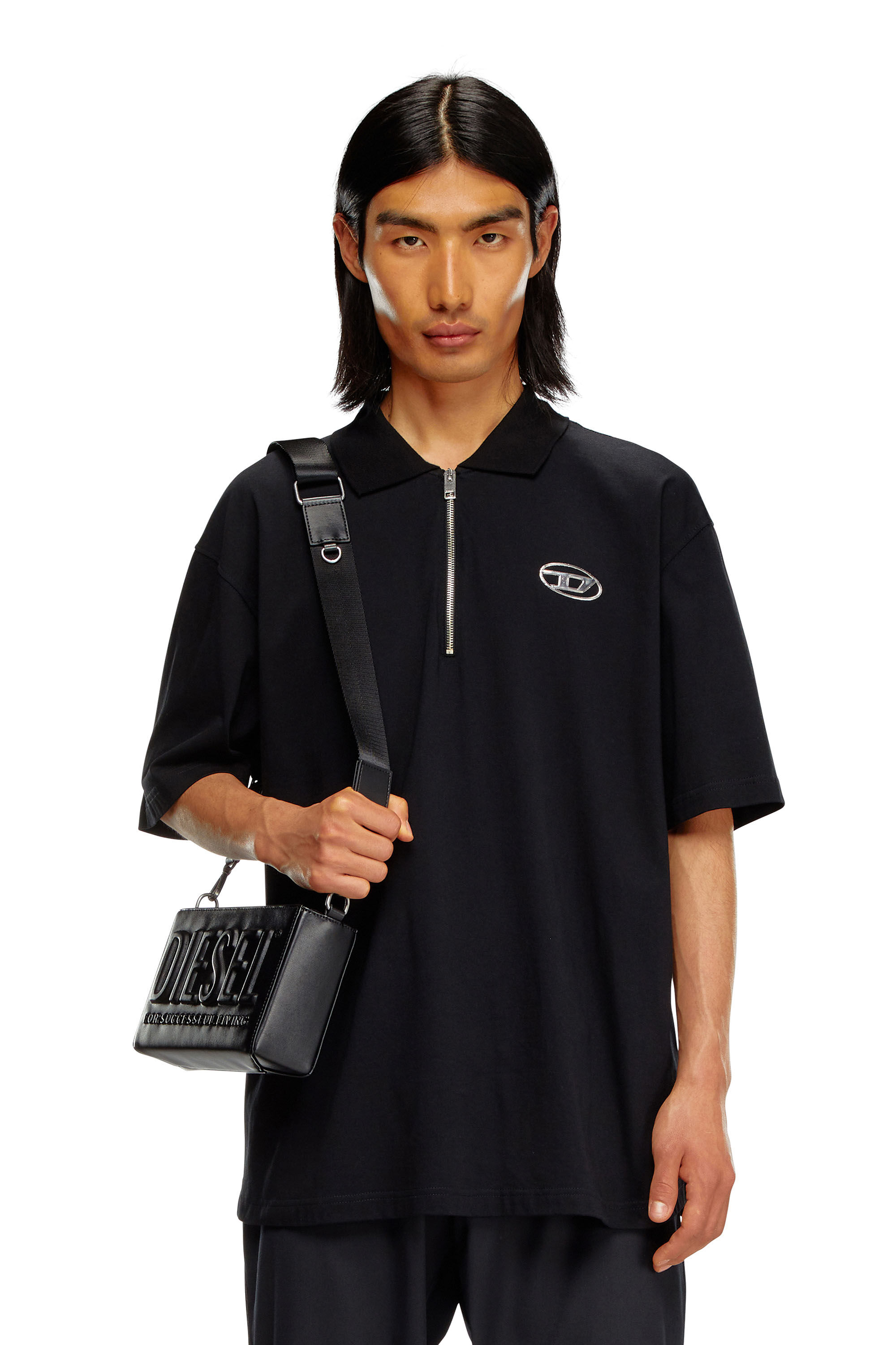 Diesel - T-VOR-OD, Male's ポロシャツハーフジップ in ブラック - 3