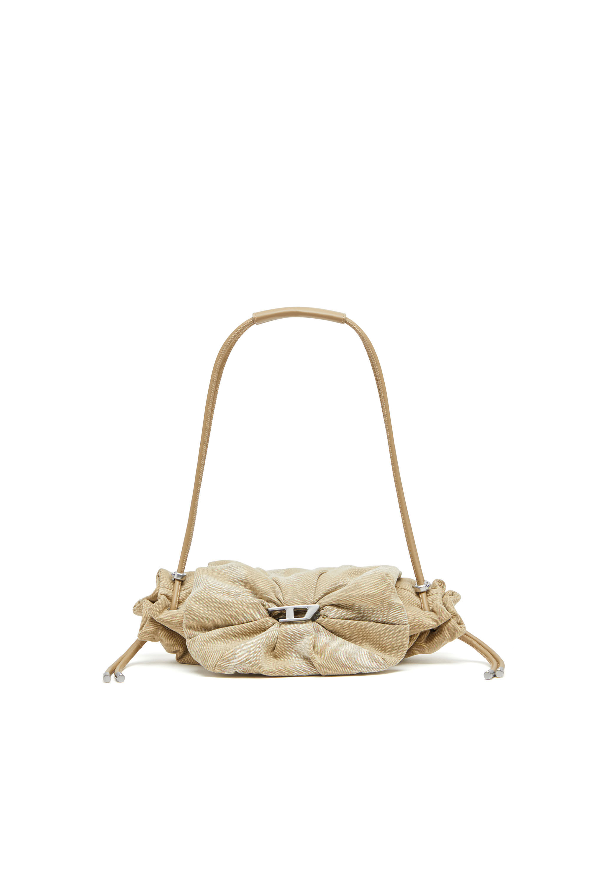 Diesel - SCRUNCH-D SHOULDER S, Female's Scrunch-D S-Small shoulder bag in washed canvas in ベージュ - 2