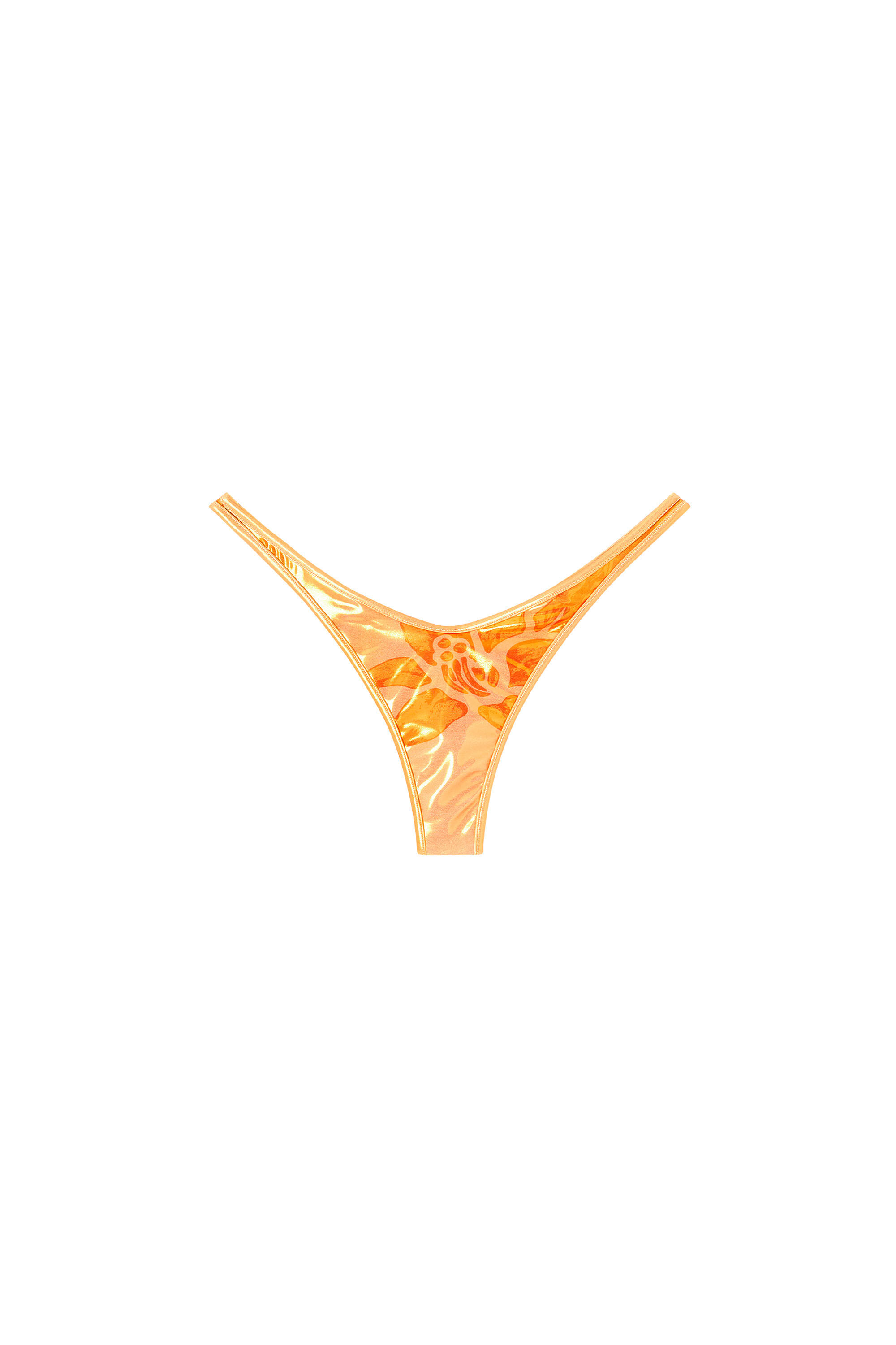 Diesel - MICRO-PUNCHY-D-CORE, Female's Metallic bikini thong with lotus print in オレンジ - 4