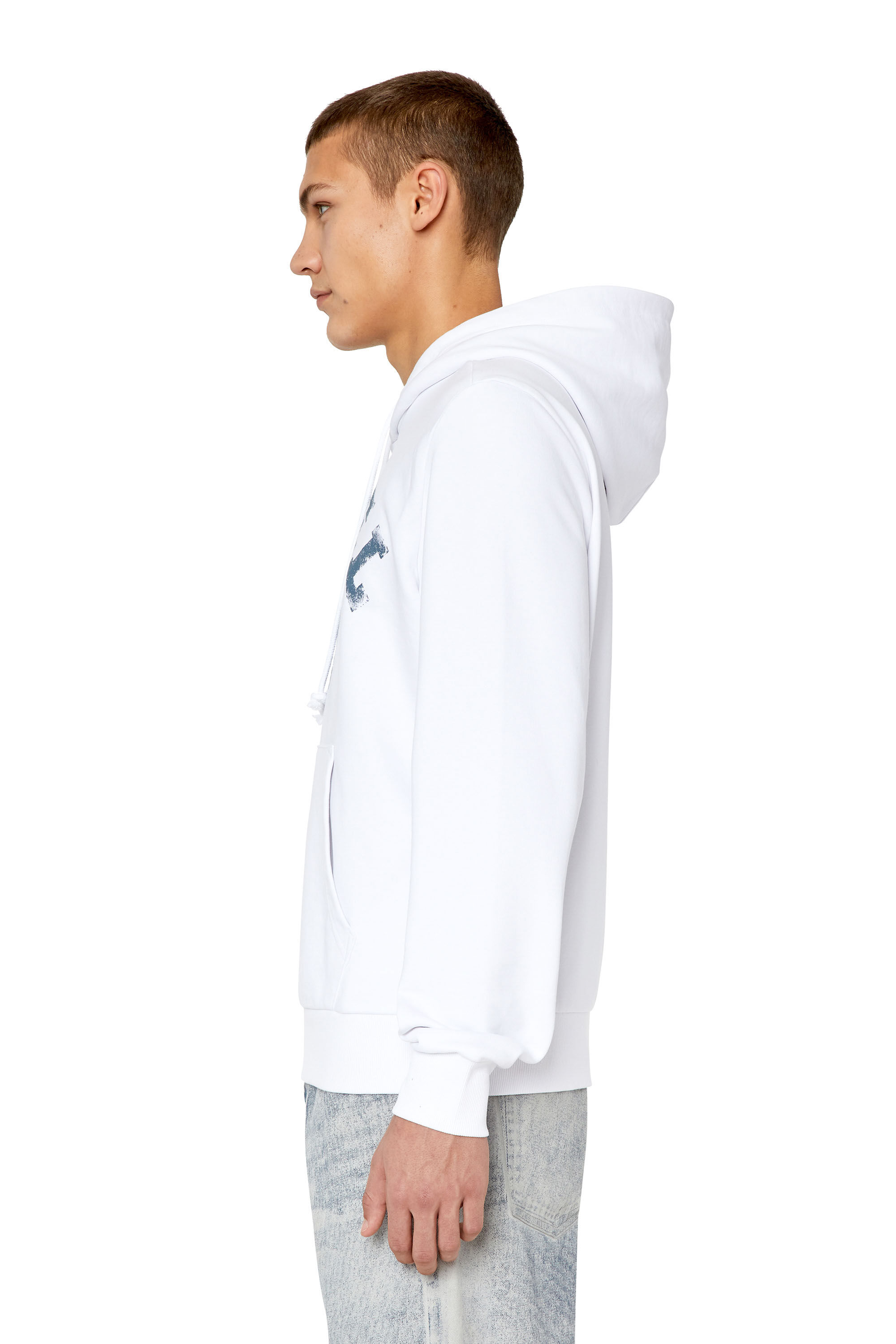 Diesel - S-GINN-HOOD-K30, Male's パーカー スウェット プリント カンガルーポケット in ホワイト - 6