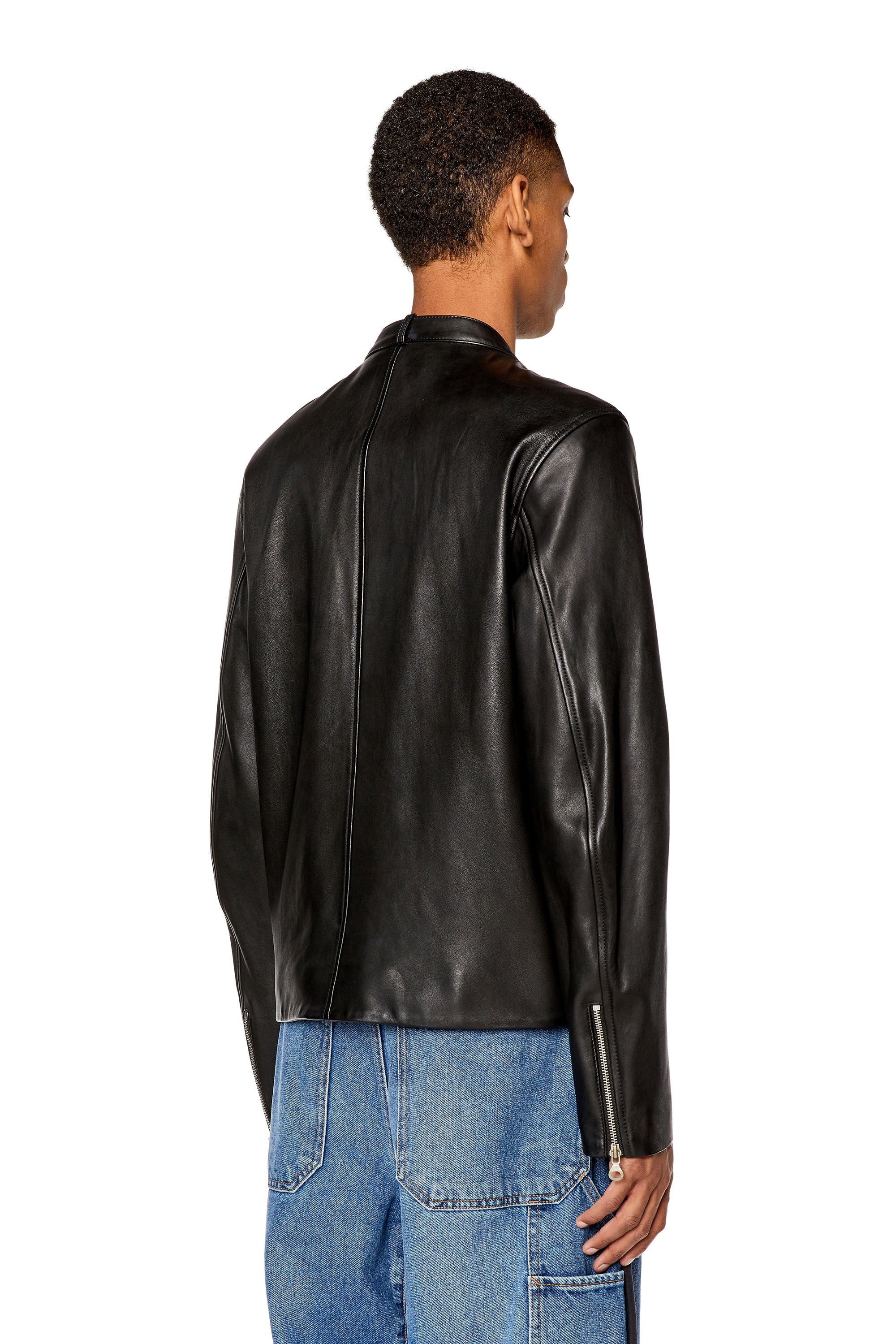 Diesel - L-METALO, Male's レザージャケットシングルライダース in ブラック - 4