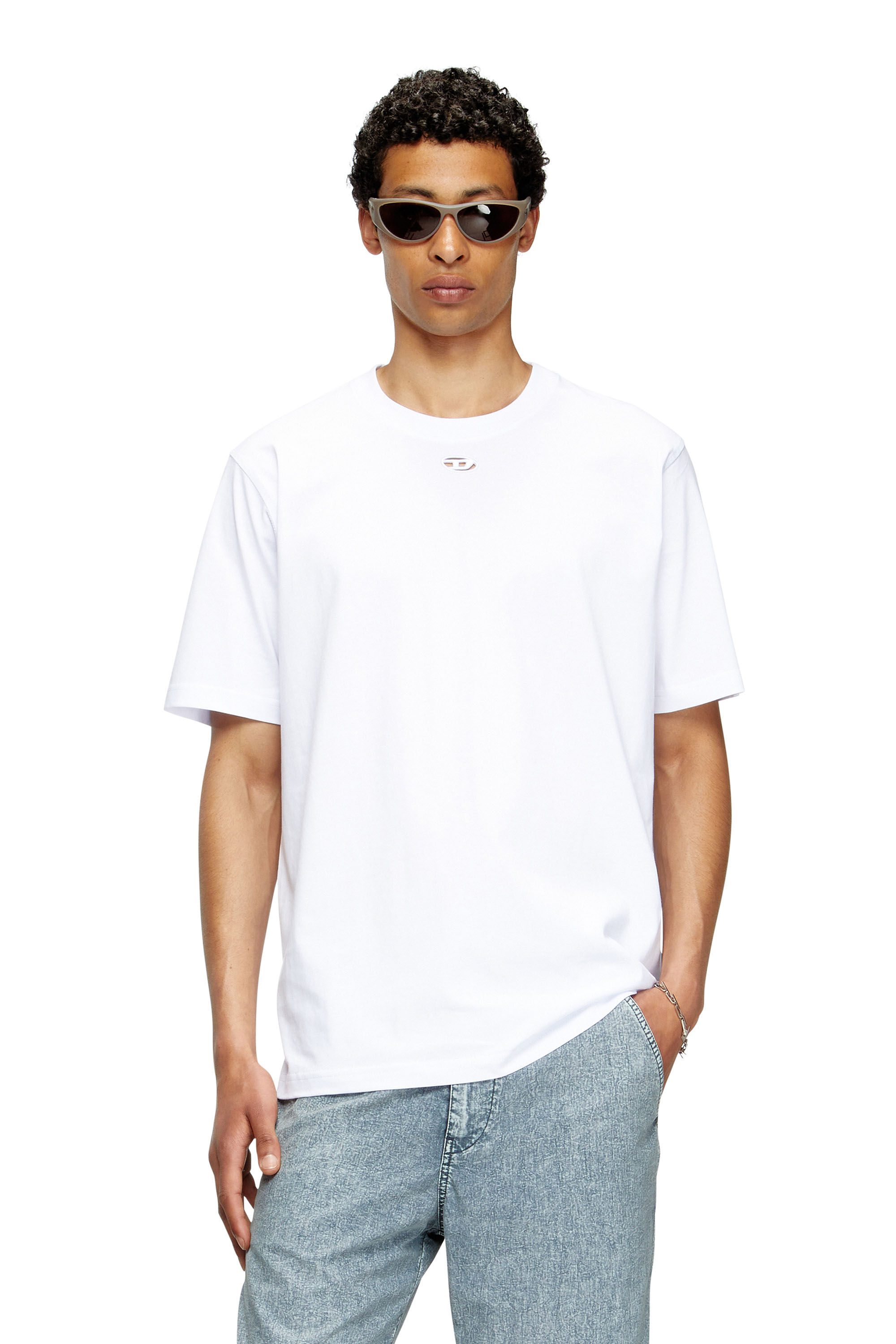 Diesel - T-ADJUST-MAREY, Male's T-shirt with cut-out Oval D in ホワイト - 3