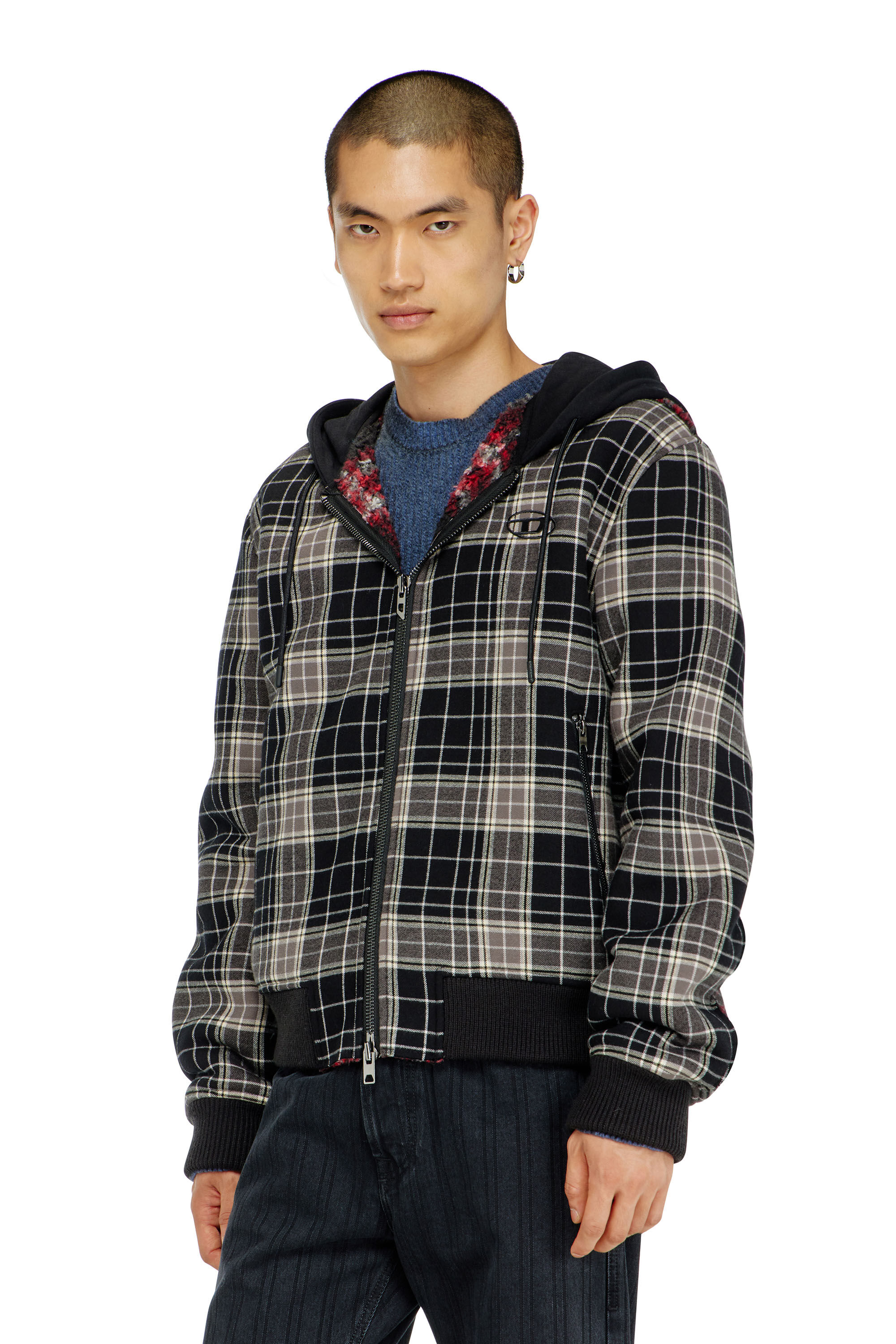 Diesel - W-KUNST, Male's ボンバージャケット in グレー/ブラック - 3