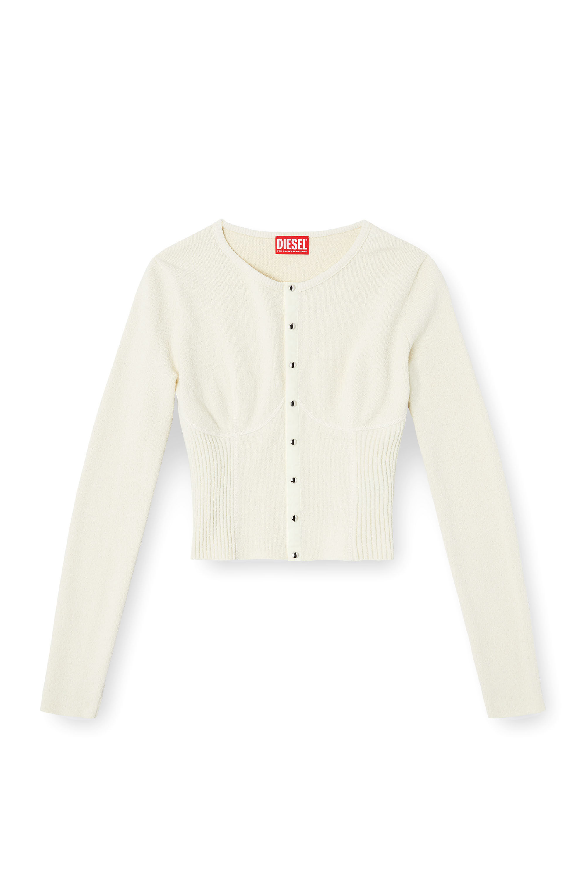日本初の M-LESTA Bustier-effect cardigan｜ホワイト cropped トップス