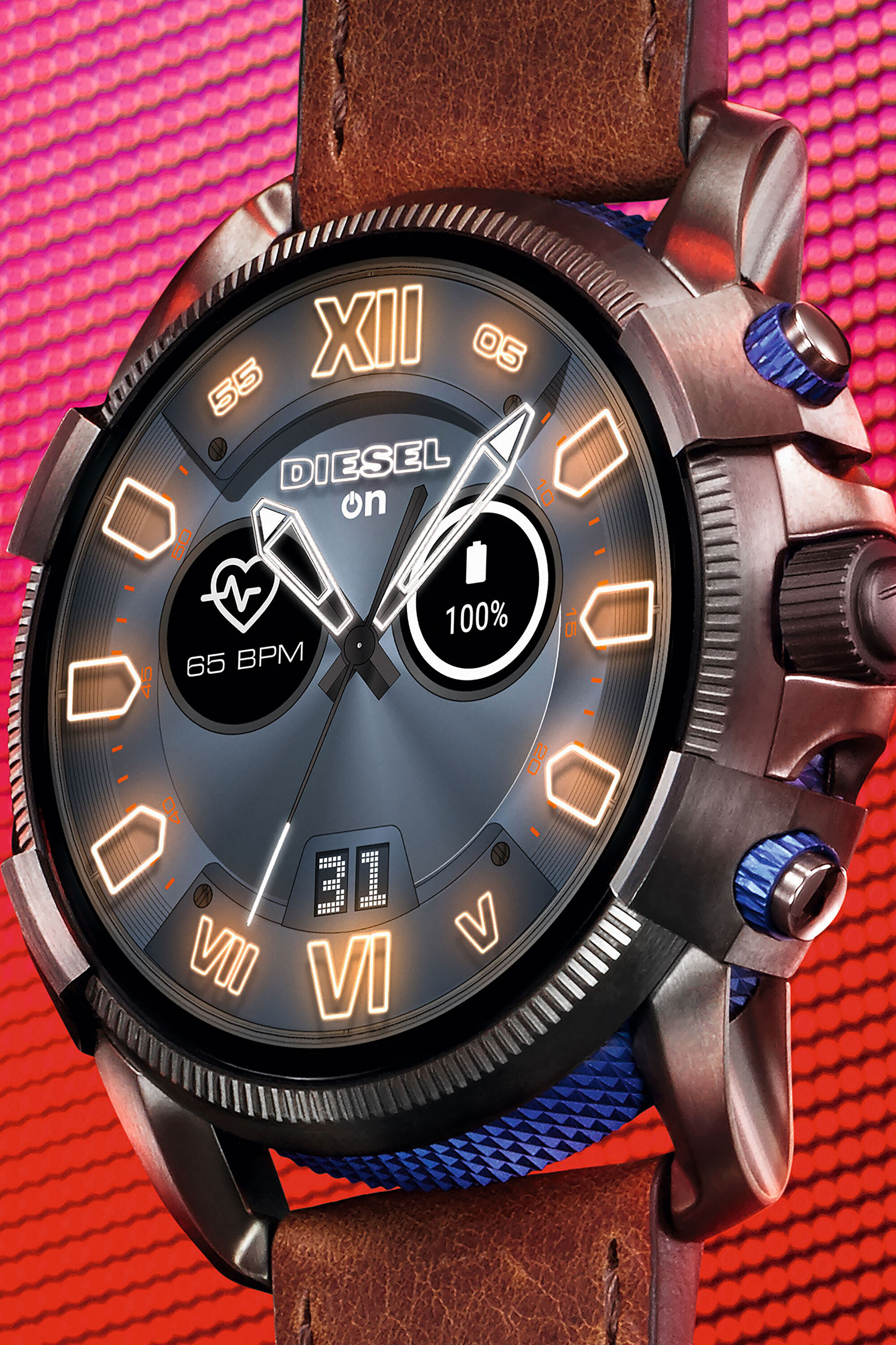 Diesel - DT2009, Male's Full Guard 2.5 smartwatch brown leather in ブラウン - 4