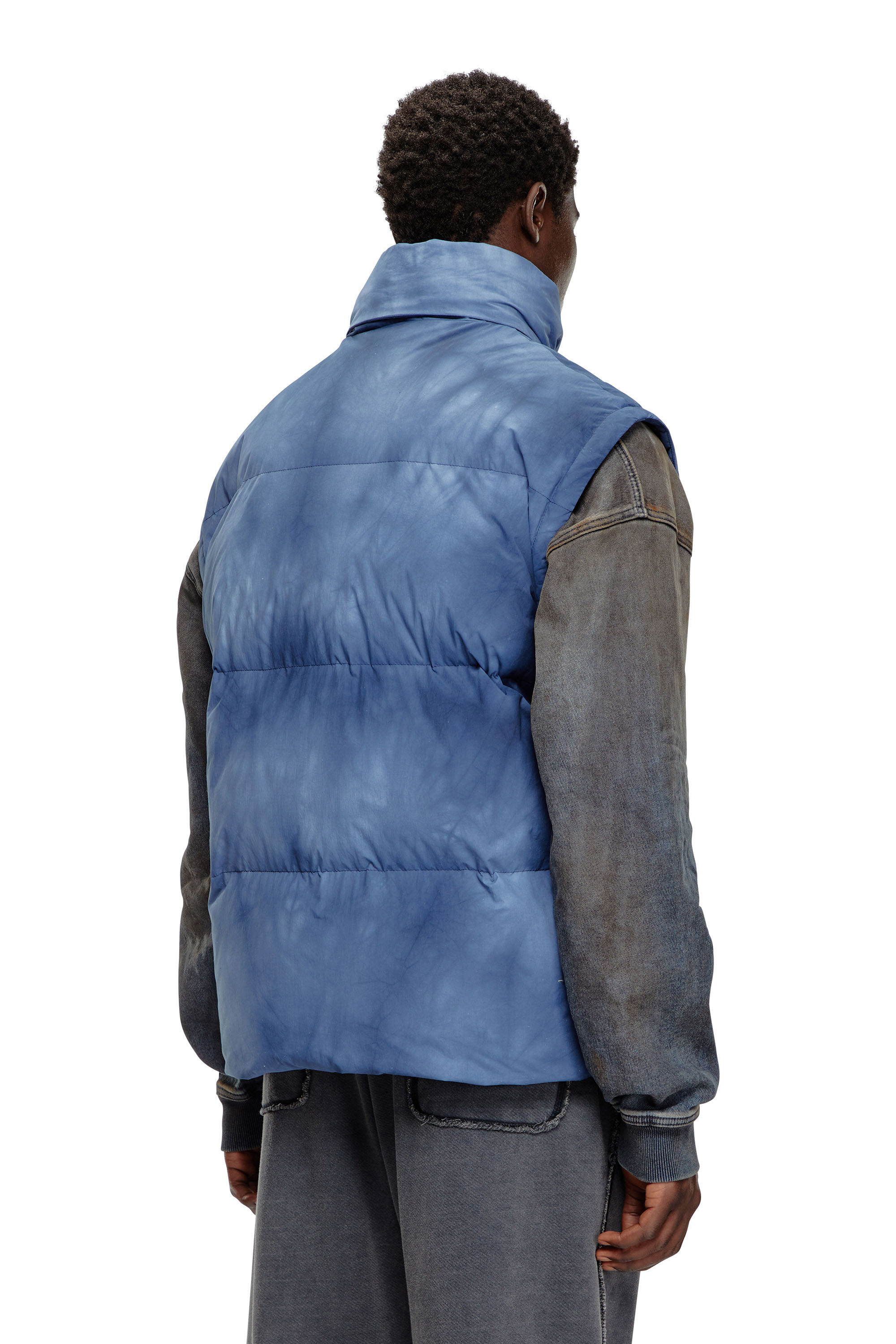 W-RAVEEL-SL Down vest with cloudy effect｜ブルー｜メンズ｜DIESEL