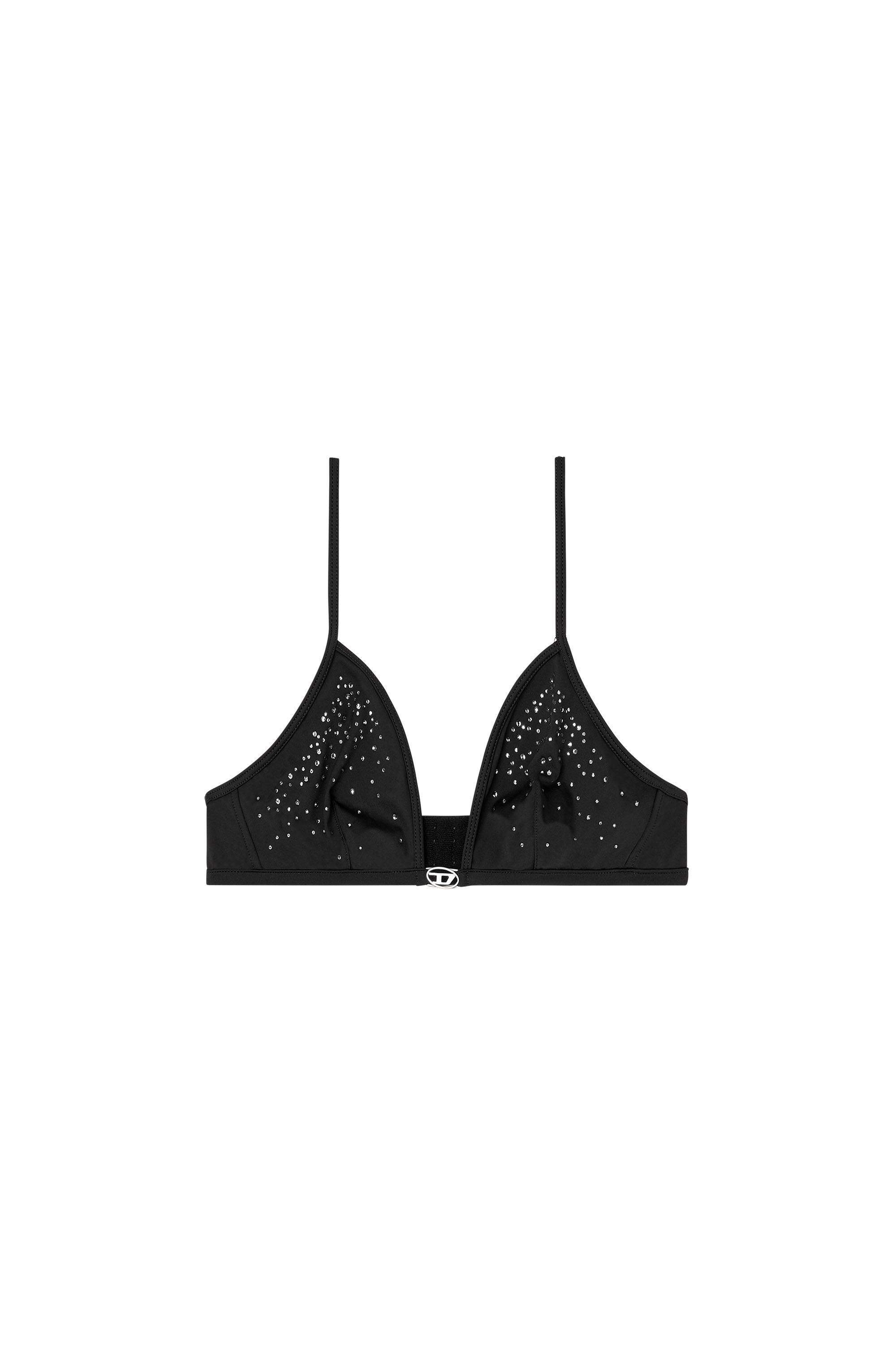 Diesel - LUNA-DNM, Female's Microfibre triangle bra with crystals in ブラック - 2