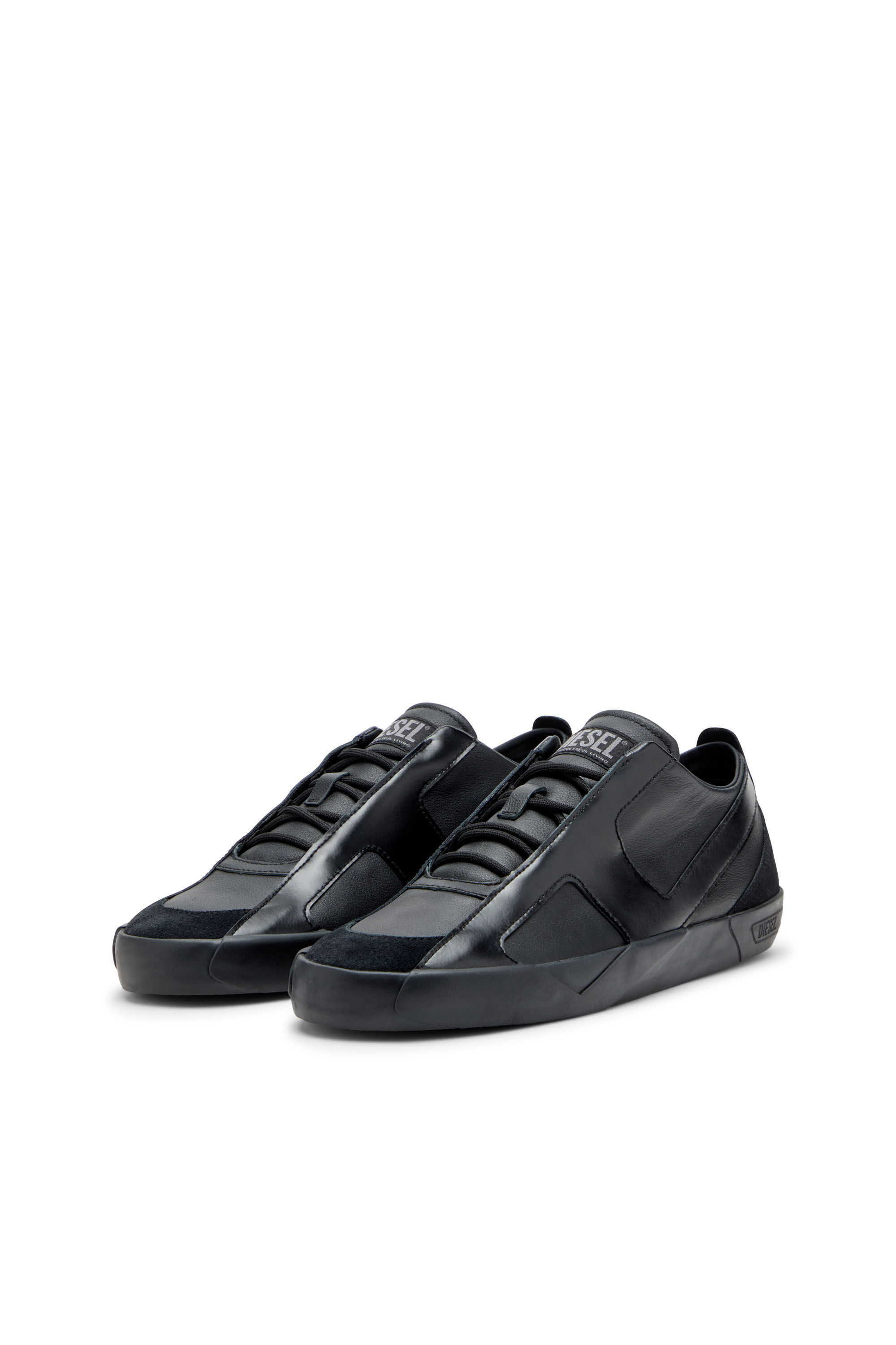 Diesel - S-SLANTE-D LOW, Male's S-Slante-D-Sneakers in suede and leather with D logo in ブラック - 9