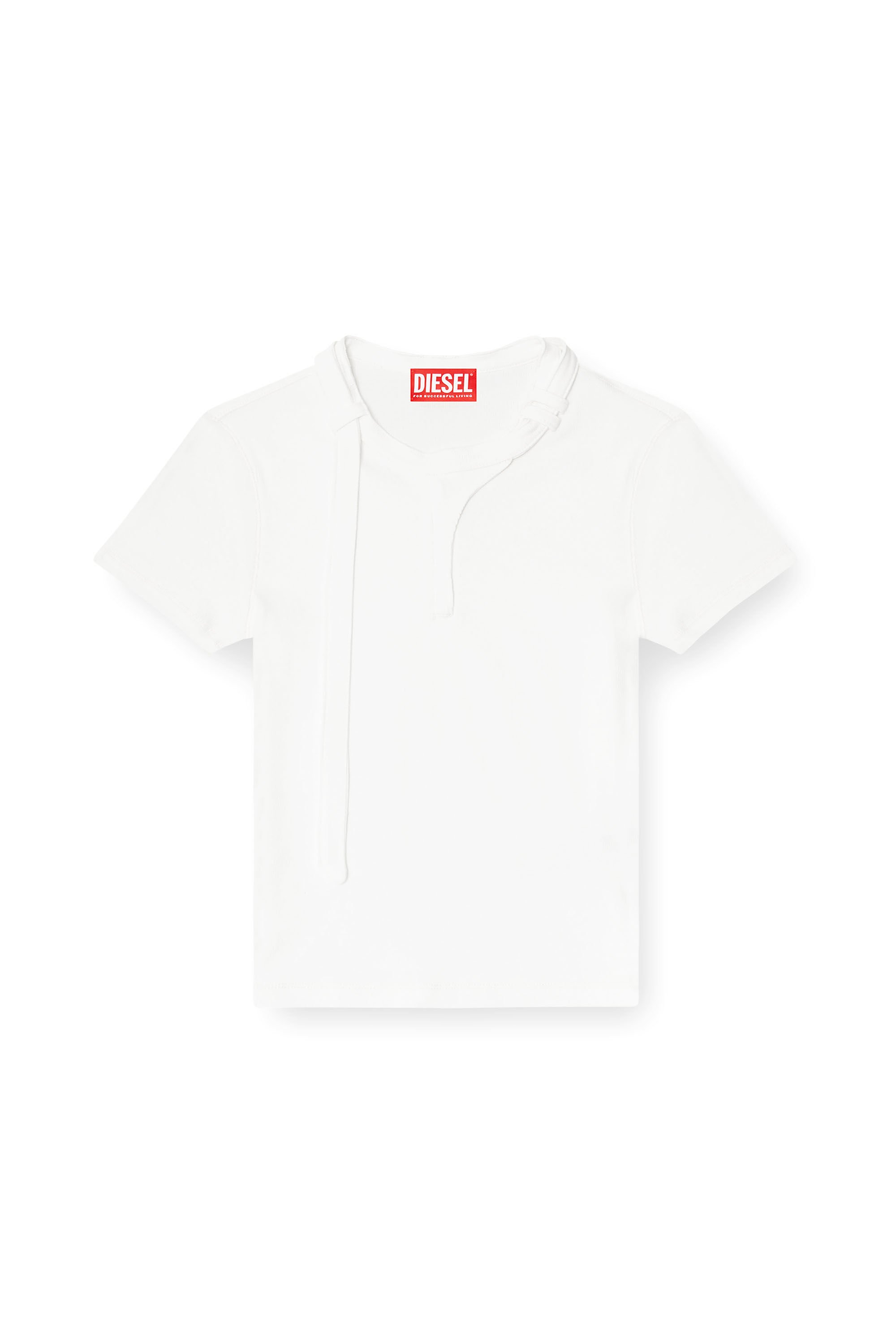 Diesel - T-IARAS, Female's Rib-jersey top with biker neck strap in ホワイト - 2