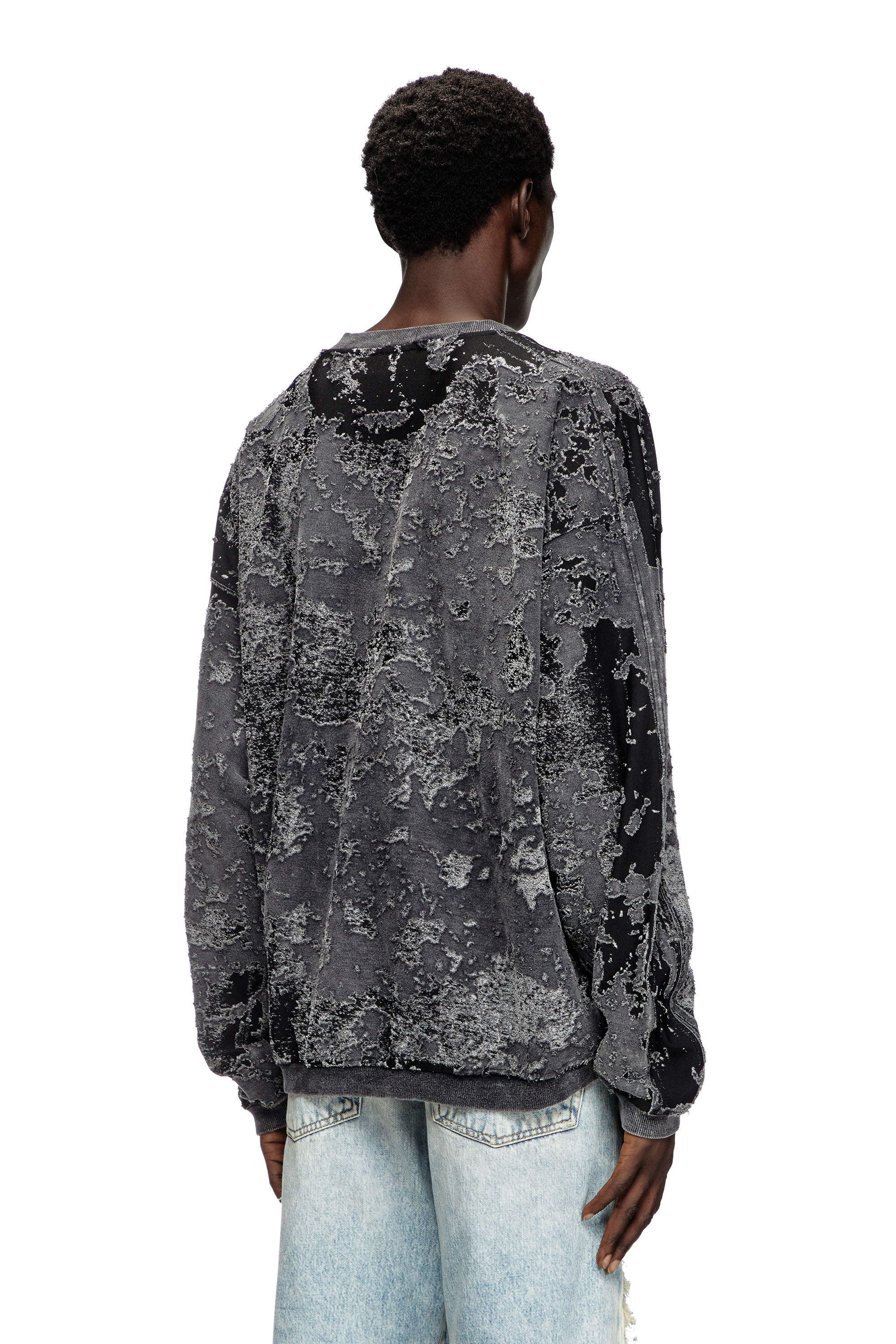 Diesel - S-ARISY, Male's Burnout sweatshirt with camo effect in ブラック - 5