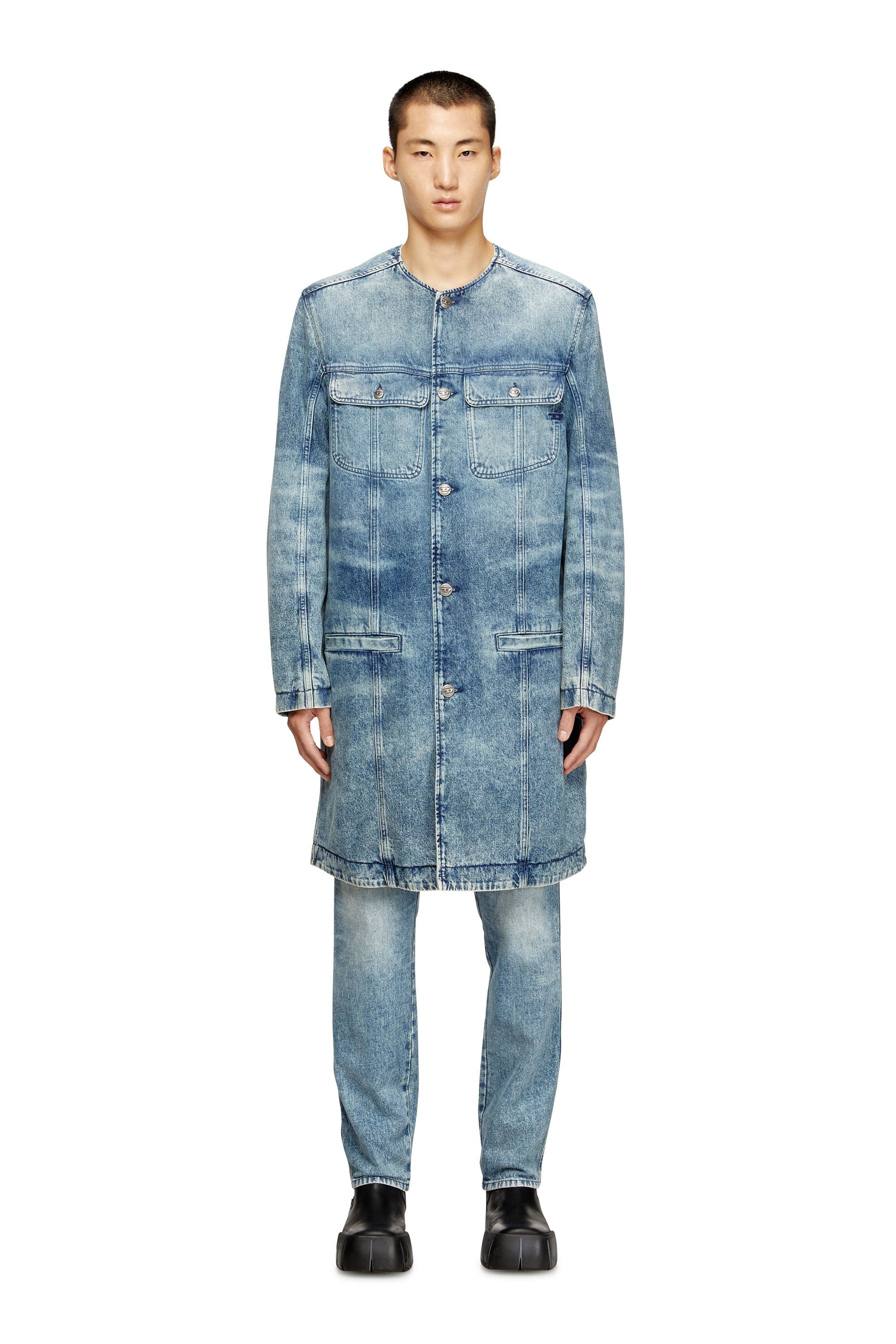 Diesel - D-ABERD-FSH1, Male's Coat in lasered cotton-hemp denim in ライトブルー - 3
