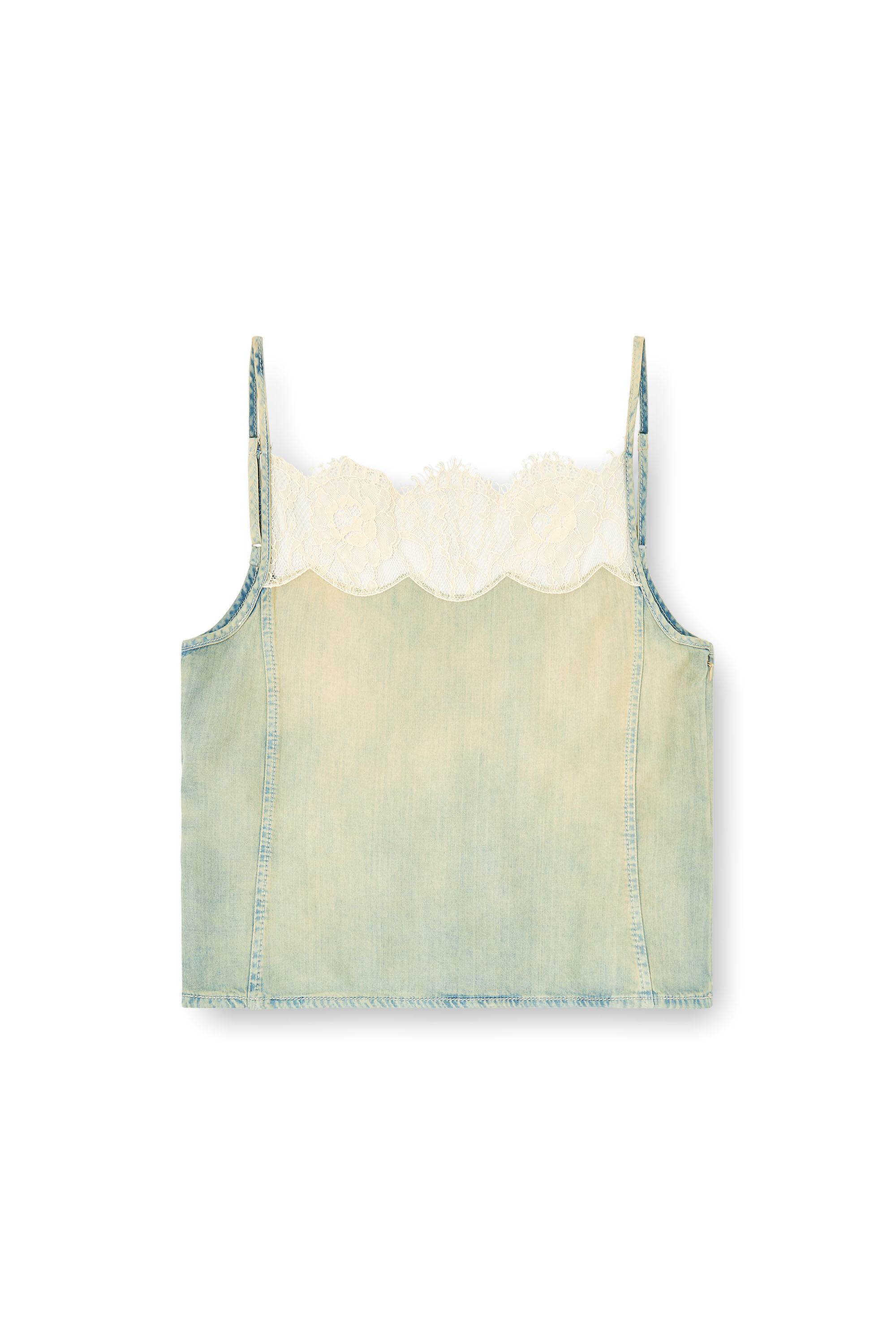 Diesel - DE-MERY-S, Female's Cami top in denim and lace in ライトブルー - 2