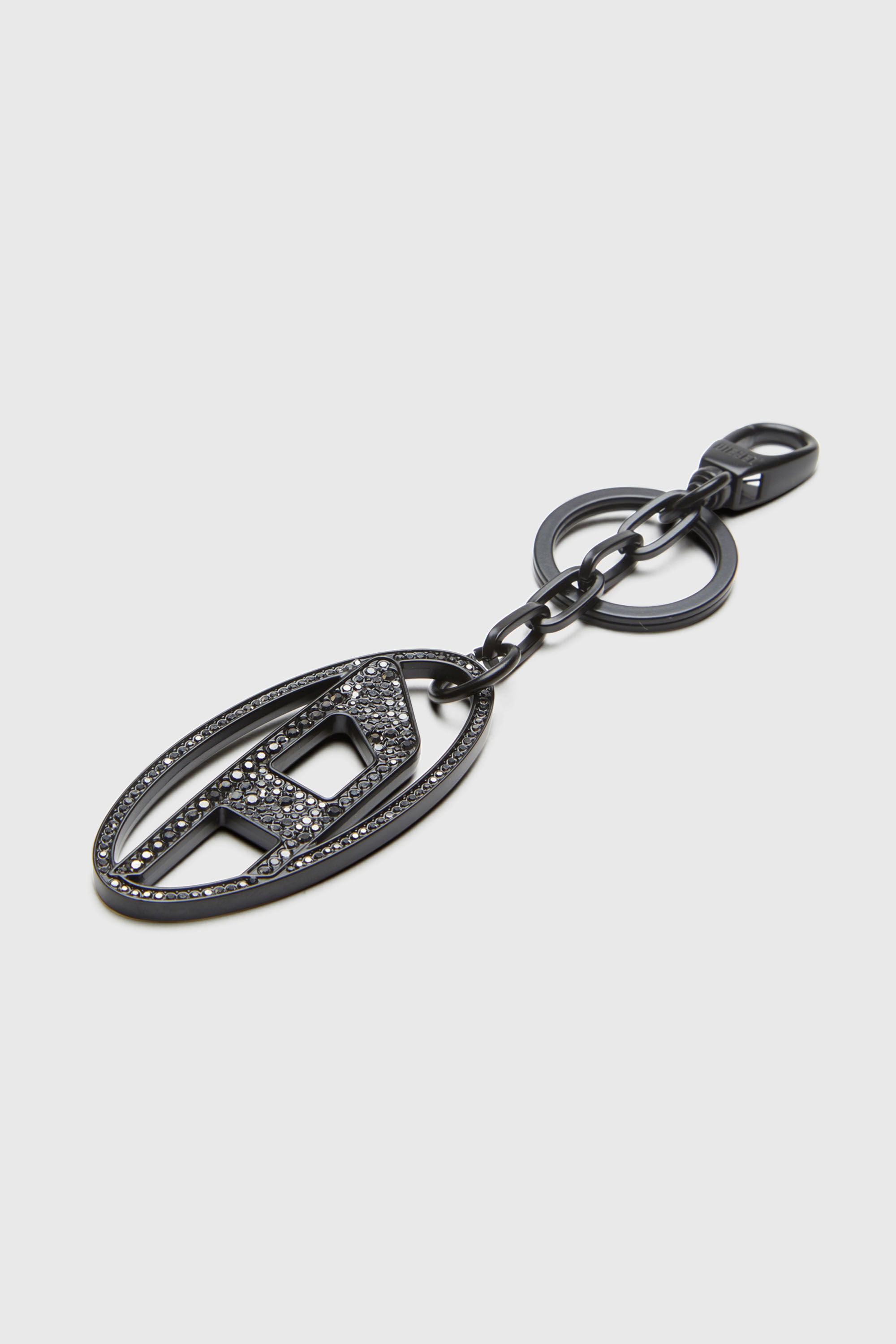 Diesel - HOLY-C, Female's Metal Oval D keyring with crystals in ブラック/シルバー - 3