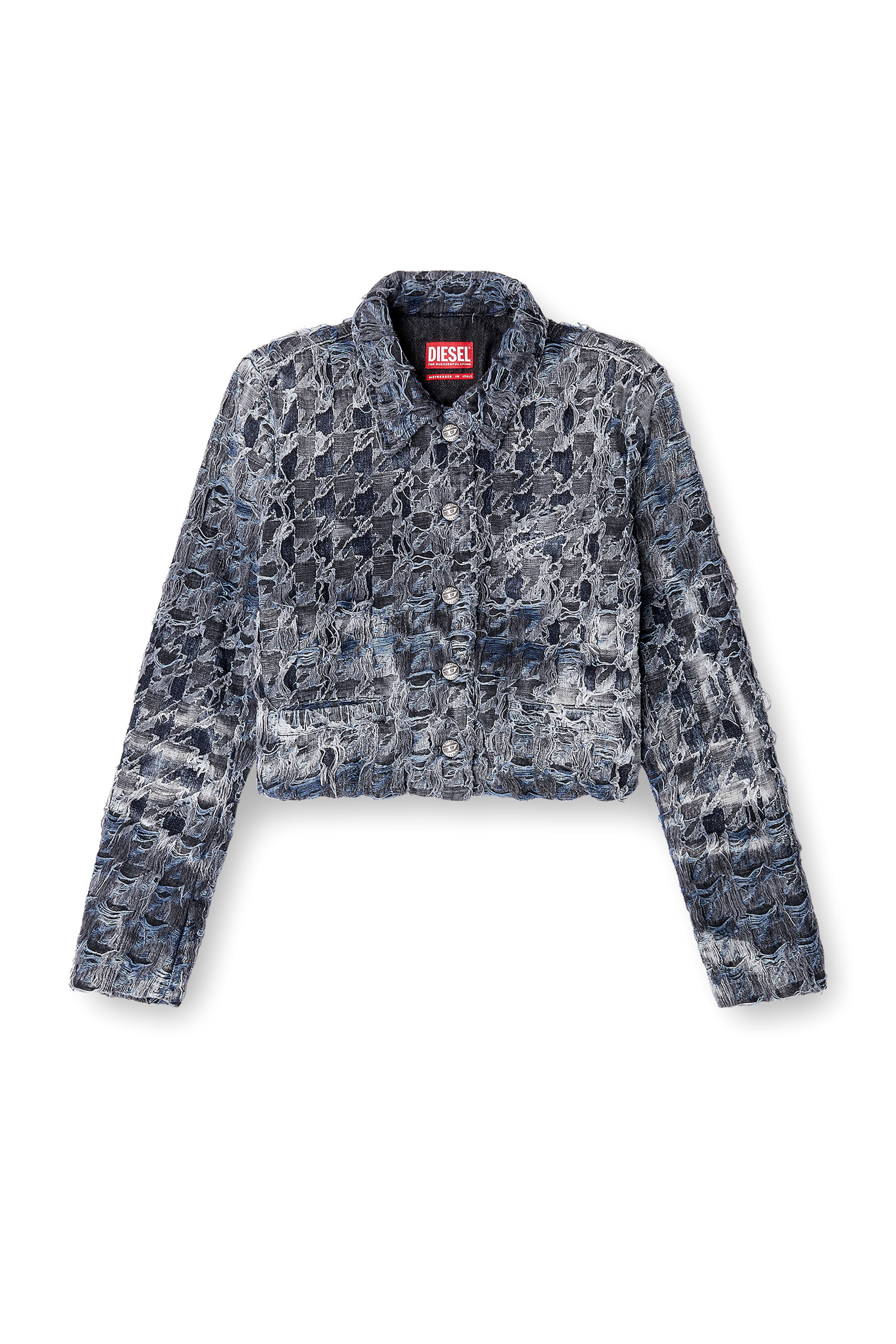 DE-URSY-FSH Jacket in houndstooth tie-dye denim｜マルチカラー