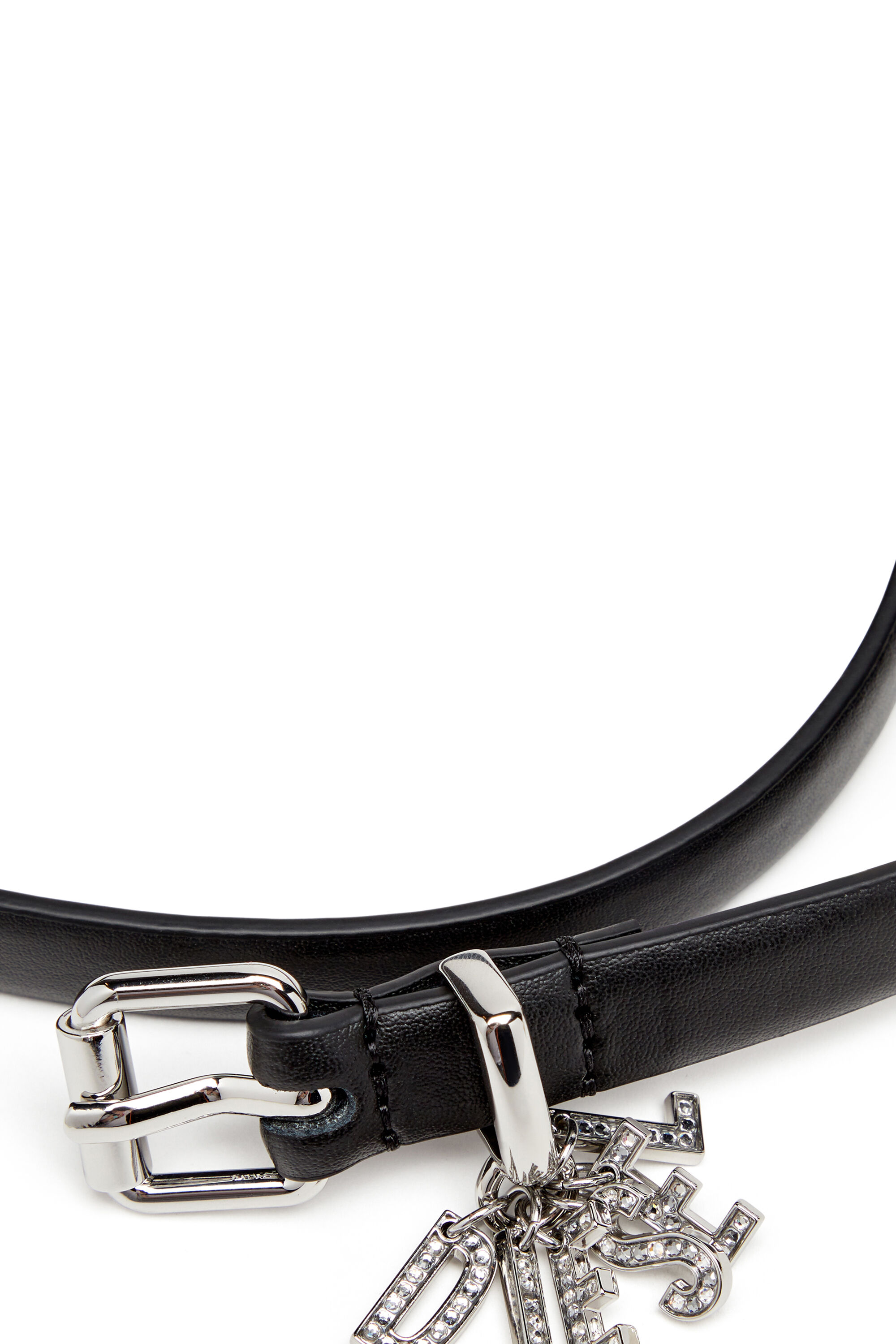 Diesel - B-CHARM-LOOP, Female's Nappa leather belt with logo charms in ブラック - 3