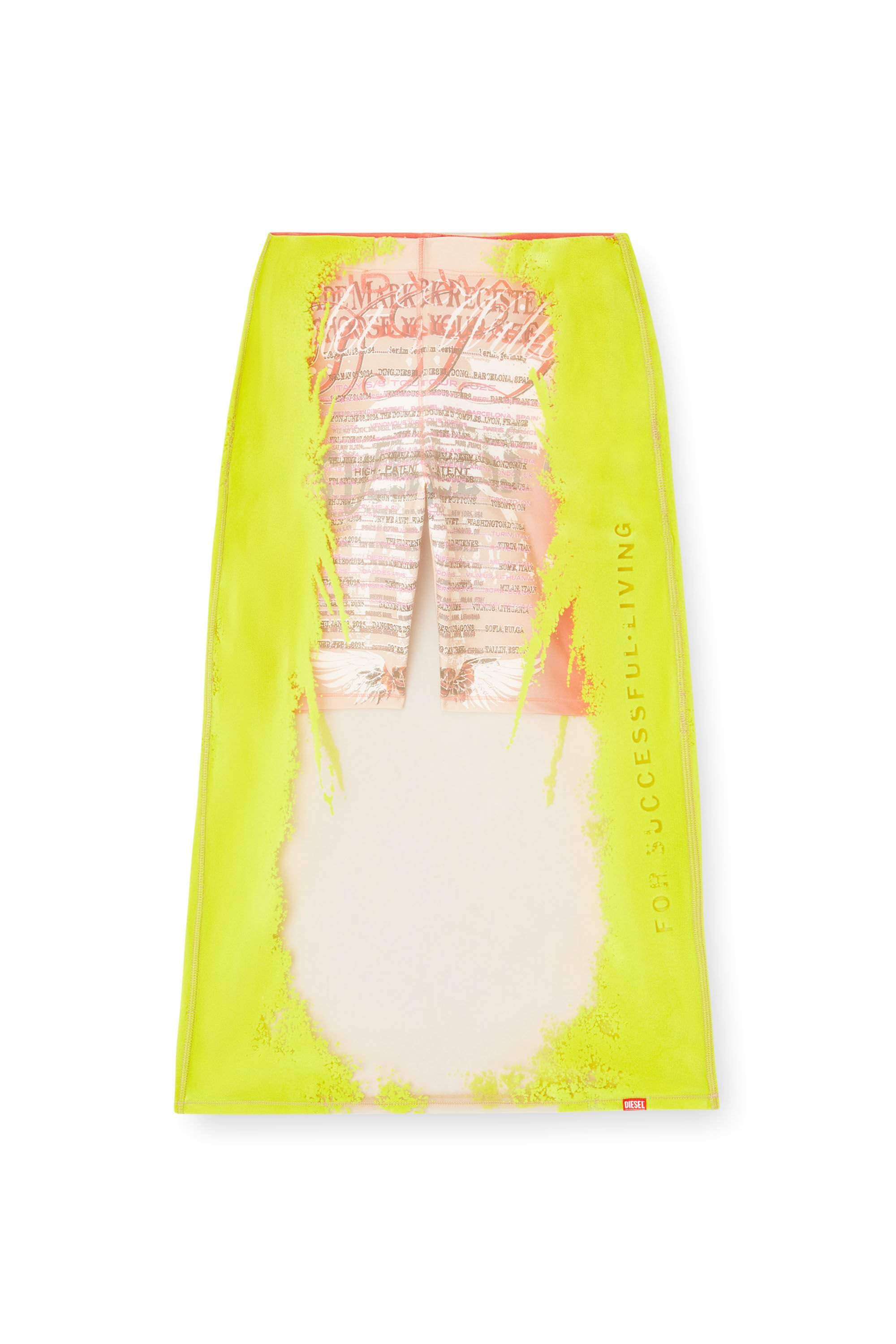 Diesel - O-LYAC, Female's Layered midi skirt with lyrics print in イエロー/ピンク - 2