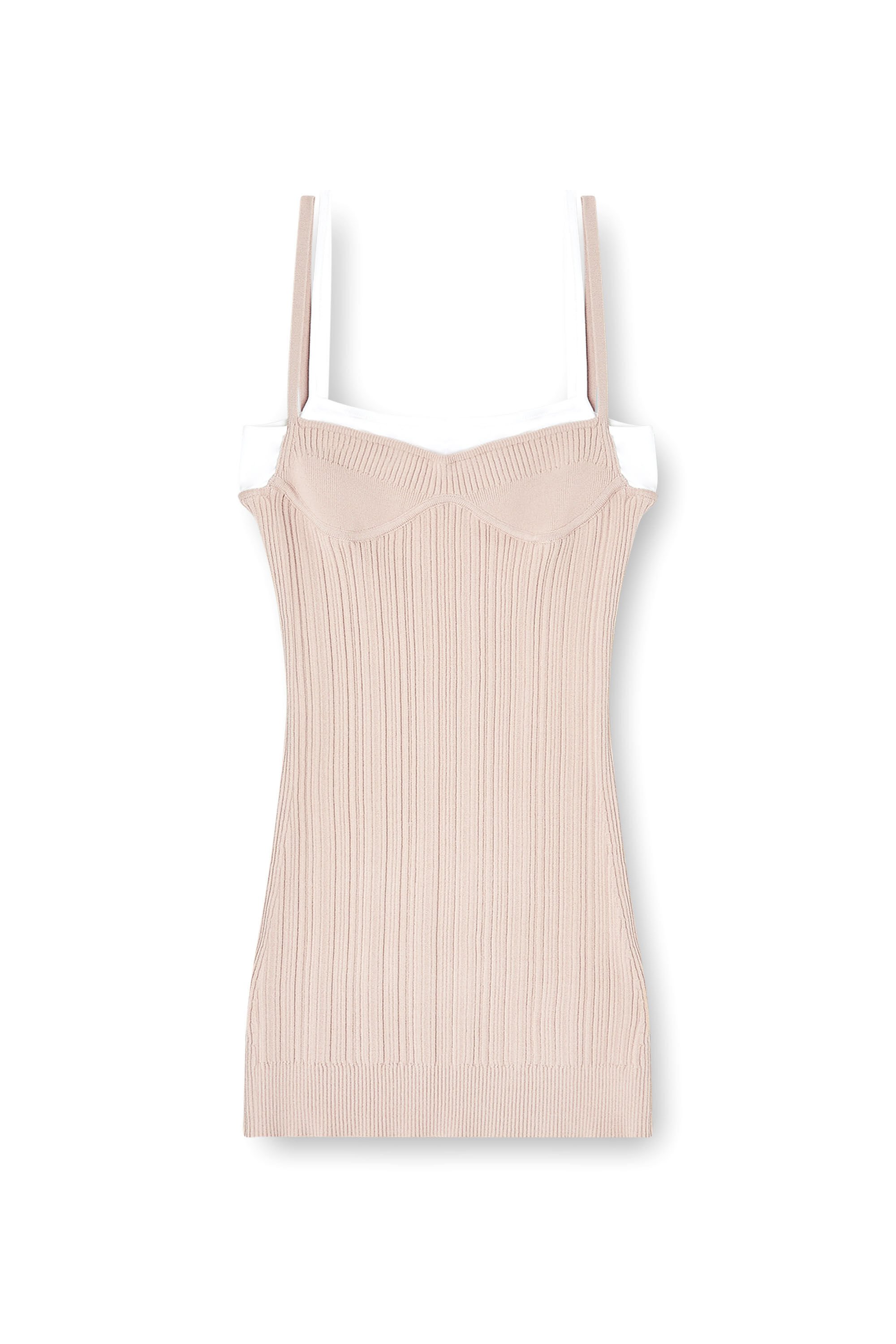 Diesel - M-ZANDRA, Female's Knit tank dress with layered effect in ピンク / ホワイト - 2