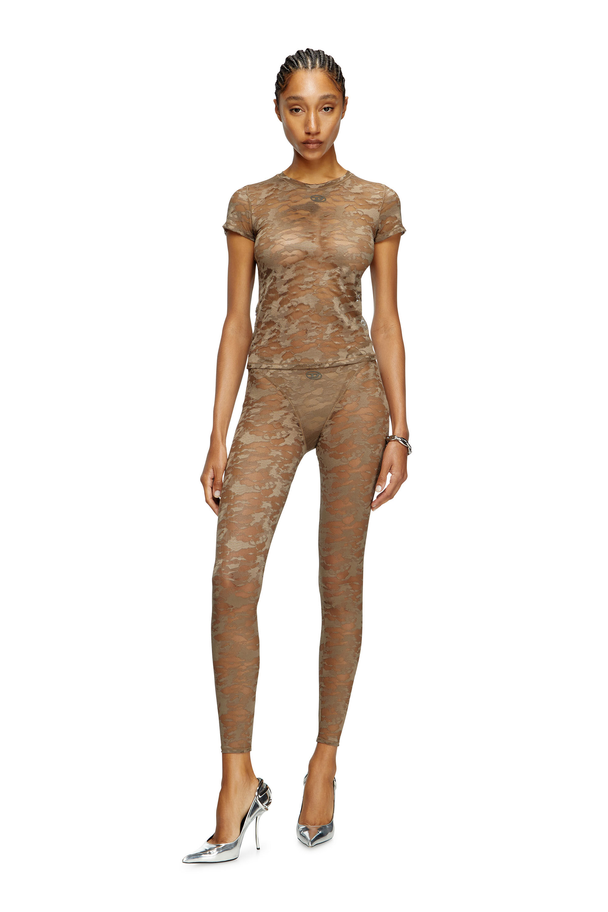 Diesel - KASIA-UTLT, Female's Camo lace T-shirt in ブラウン - 1