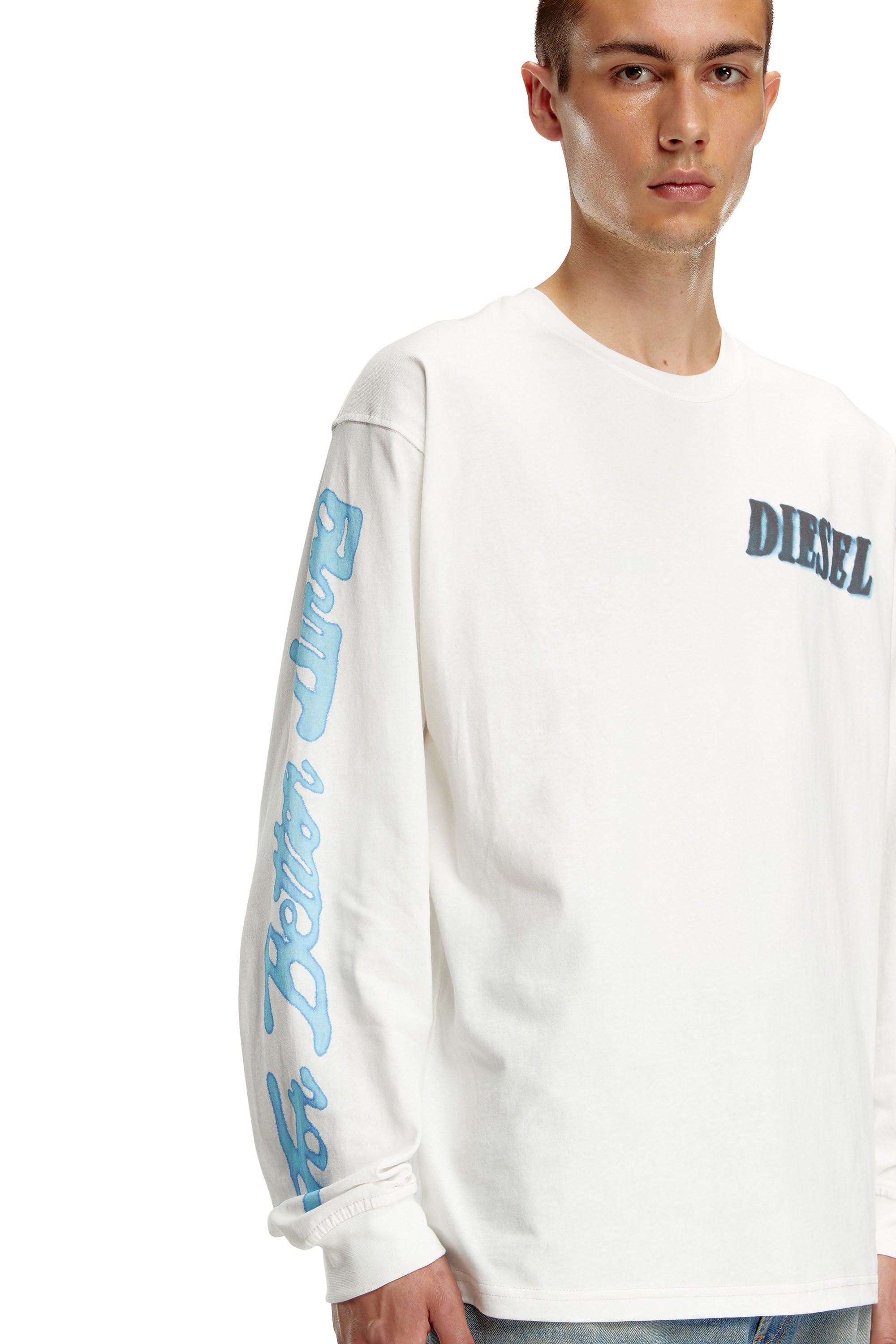 Diesel - T-BOXT-LS-Q15, Male's Long-sleeve T-shirt with logo prints in ホワイト - 4