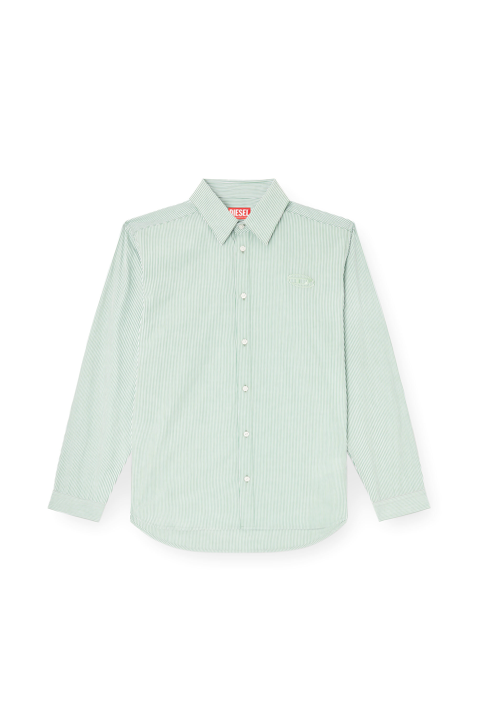 Diesel - S-SIMPLY-BKBZ, Male's シャツ in グリーン/ホワイト - 2