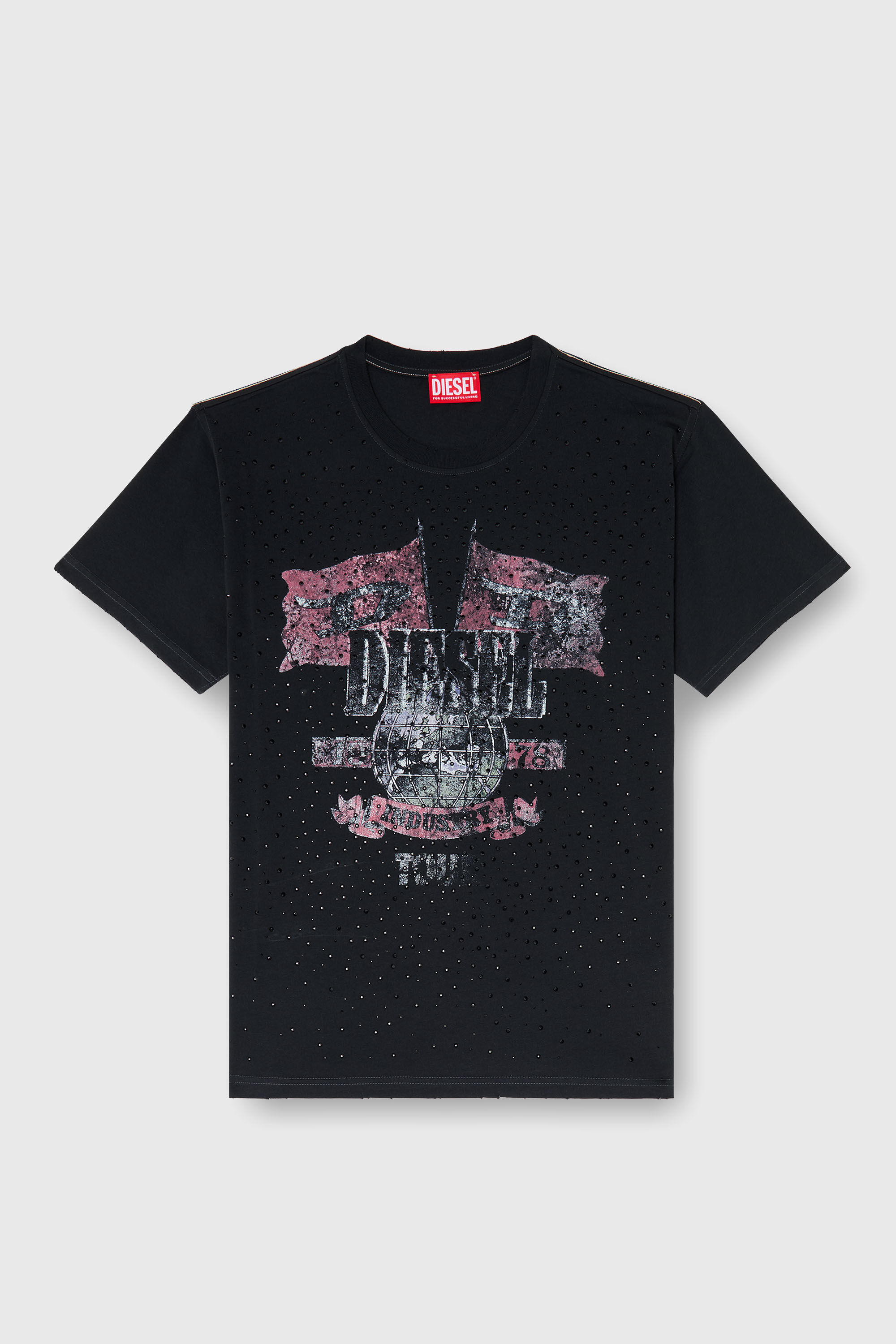 Diesel - T-MARLY, Female's T-shirt with concert graphics and crystals in null - 2