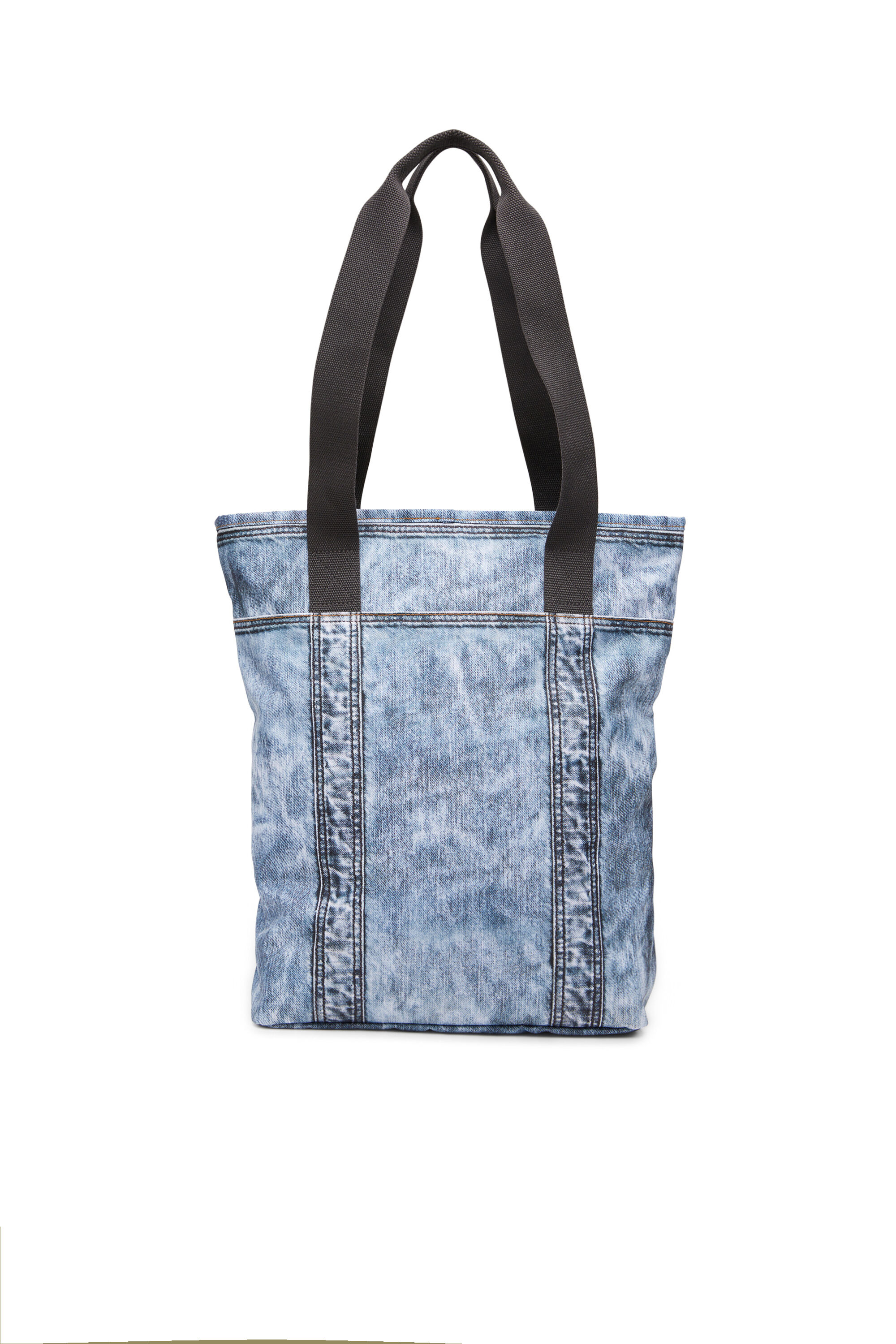 Diesel - DIESEL TOTE, Unisex's Tote bag in trompe l'oeil denim in ブルー - 3