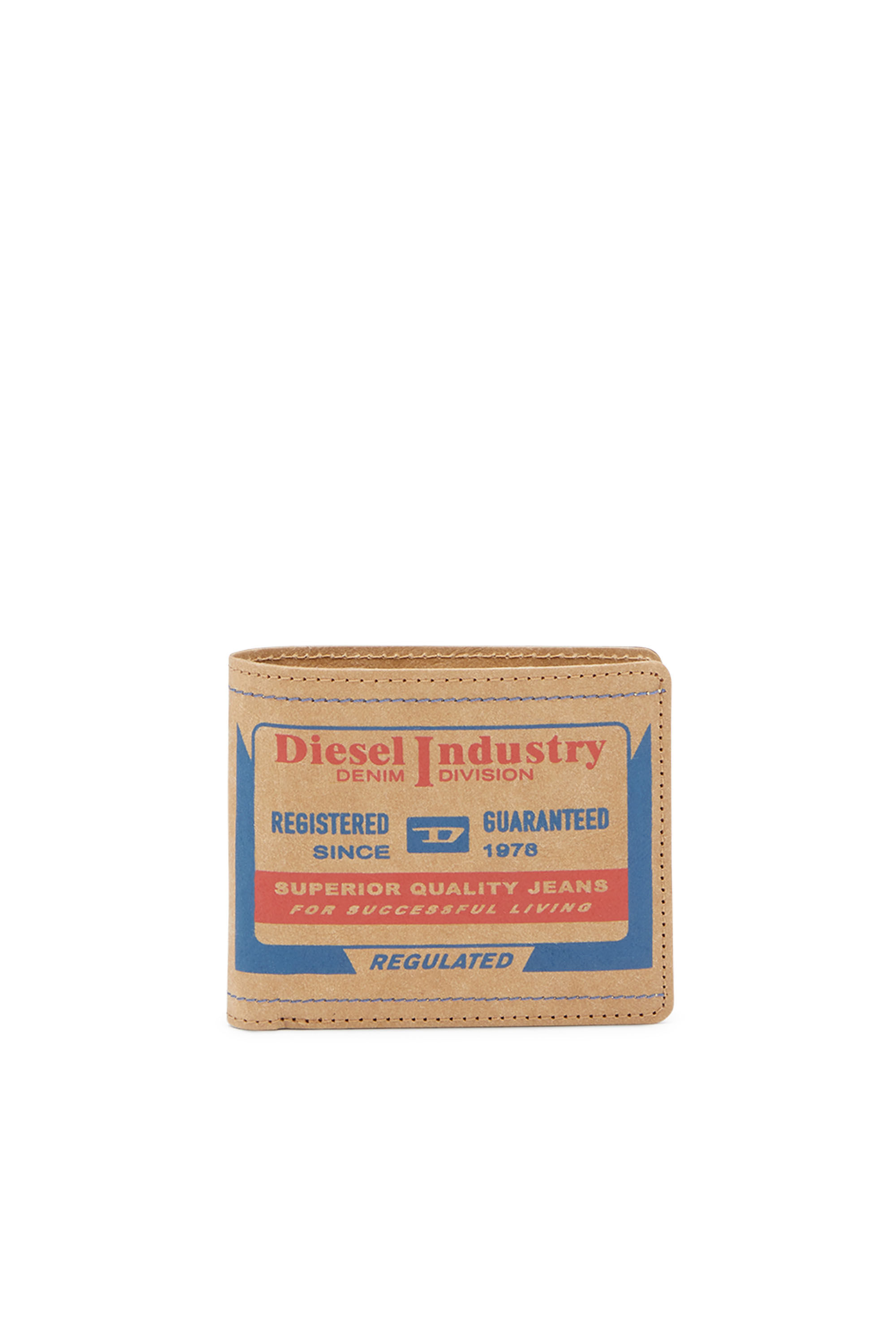 Diesel - BI-FOLD COIN S, Unisex's ユニセックス ペーパー 二つ折り財布 in ベージュ/ブルー - 1
