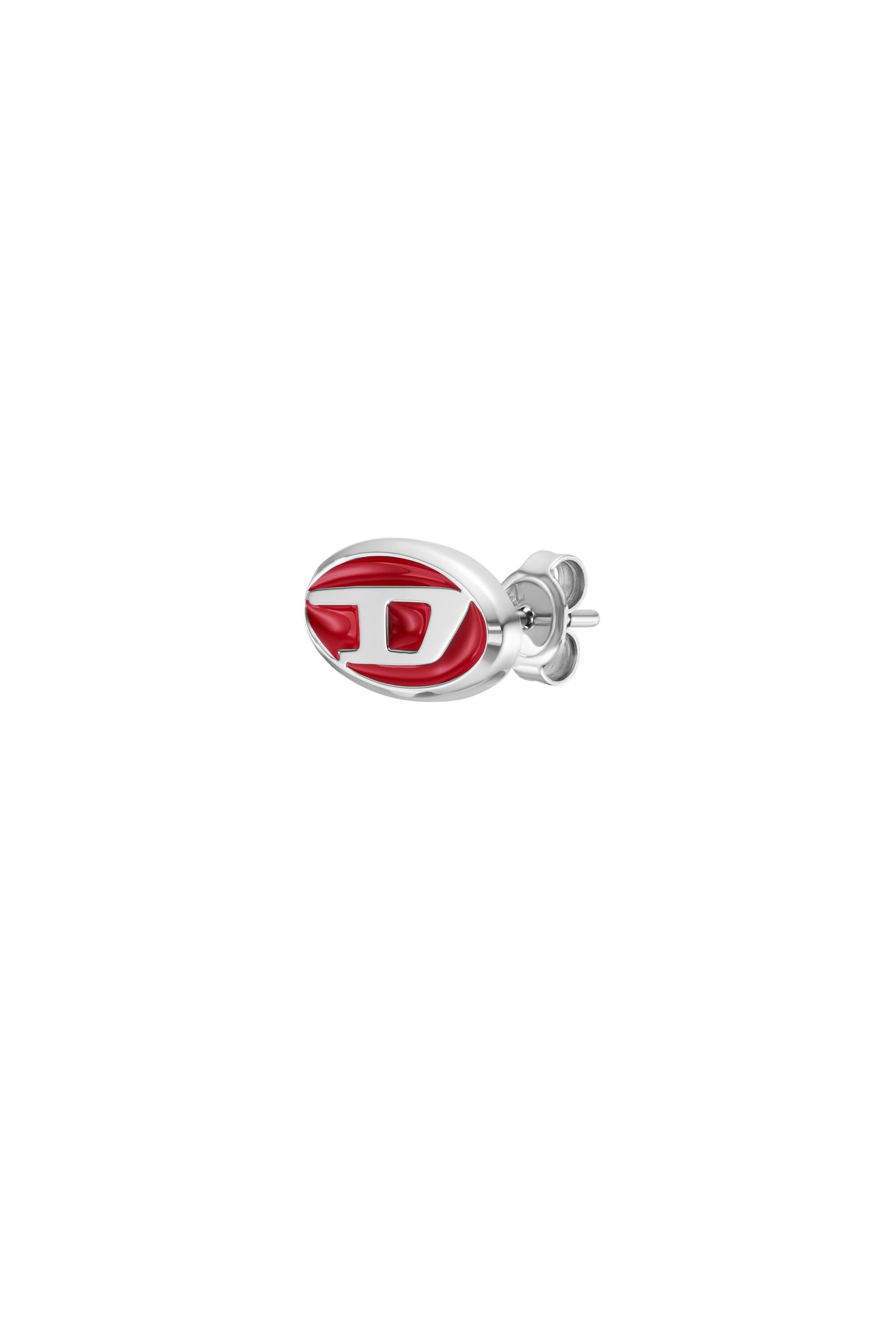 DX1443 Red enamel and stainless steel single stud earring｜シルバー｜ウィメンズ｜DIESEL