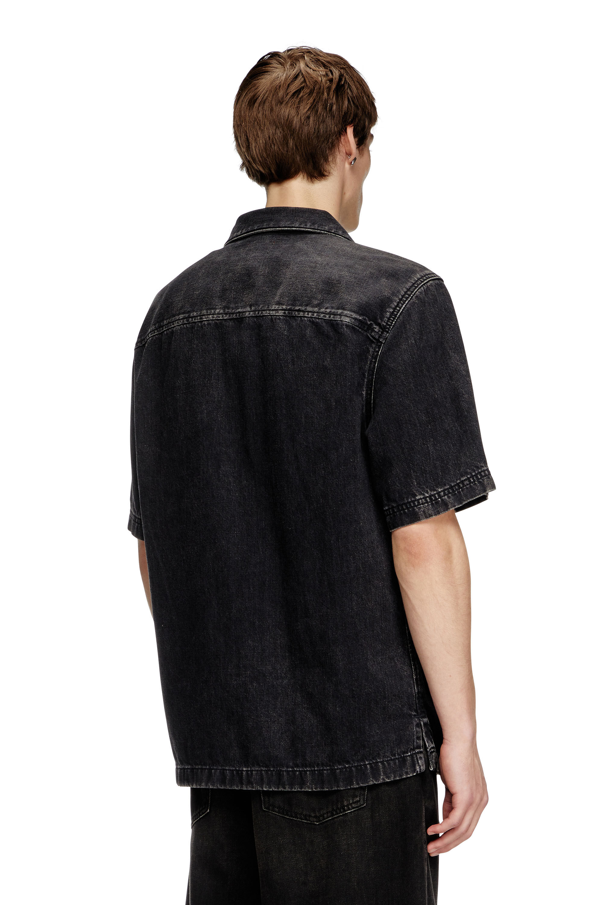 D-PAROSHORT Bowling shirt in Tencel denim｜ブラック｜メンズ