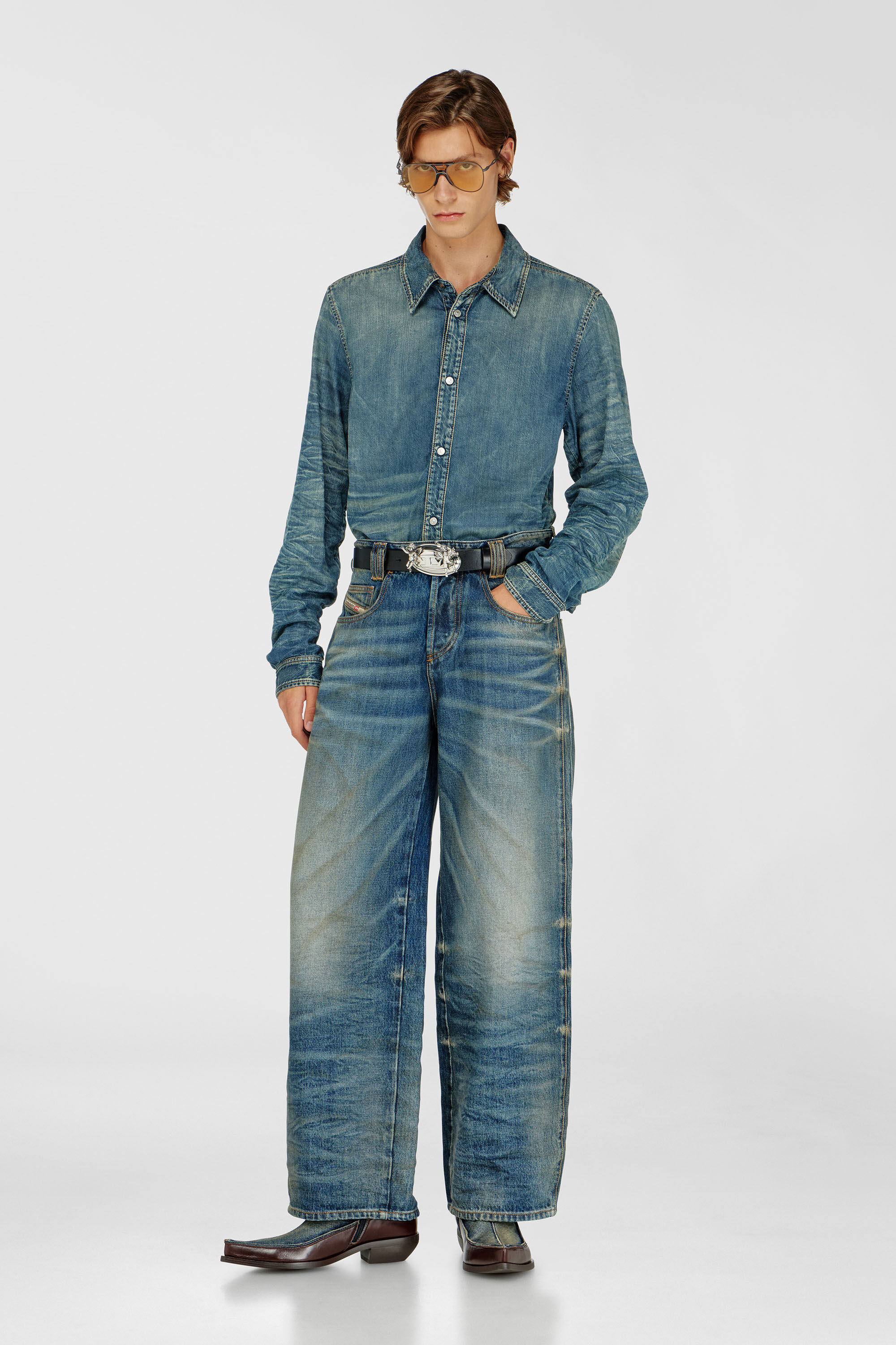 Diesel - Unisex's Relaxed Jeans 1982 D-Hakou 007GC, ミディアムブルー - 1