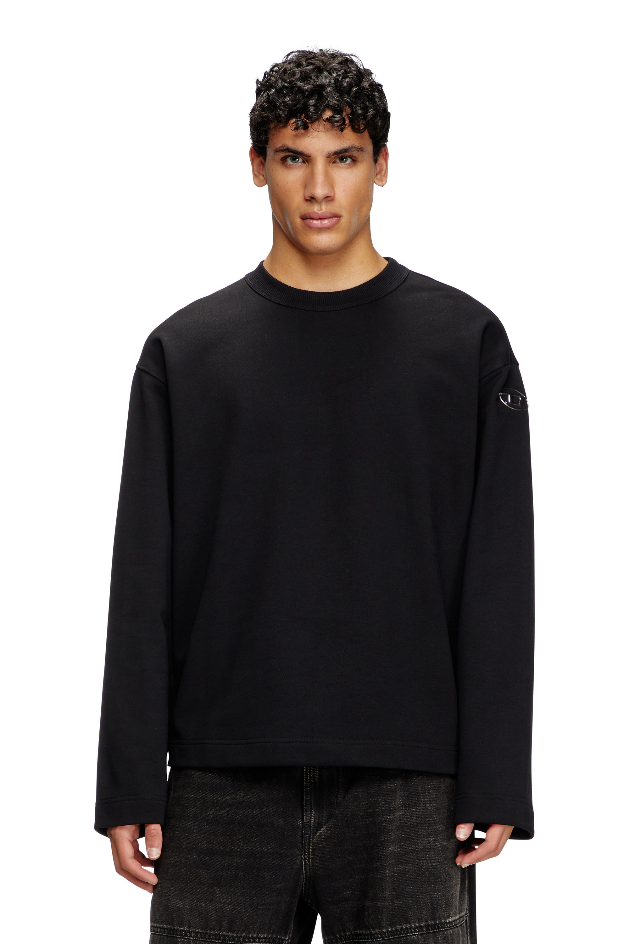 S-MACSIS-OD Sweatshirt with metallic logo｜ブラック｜メンズ｜DIESEL