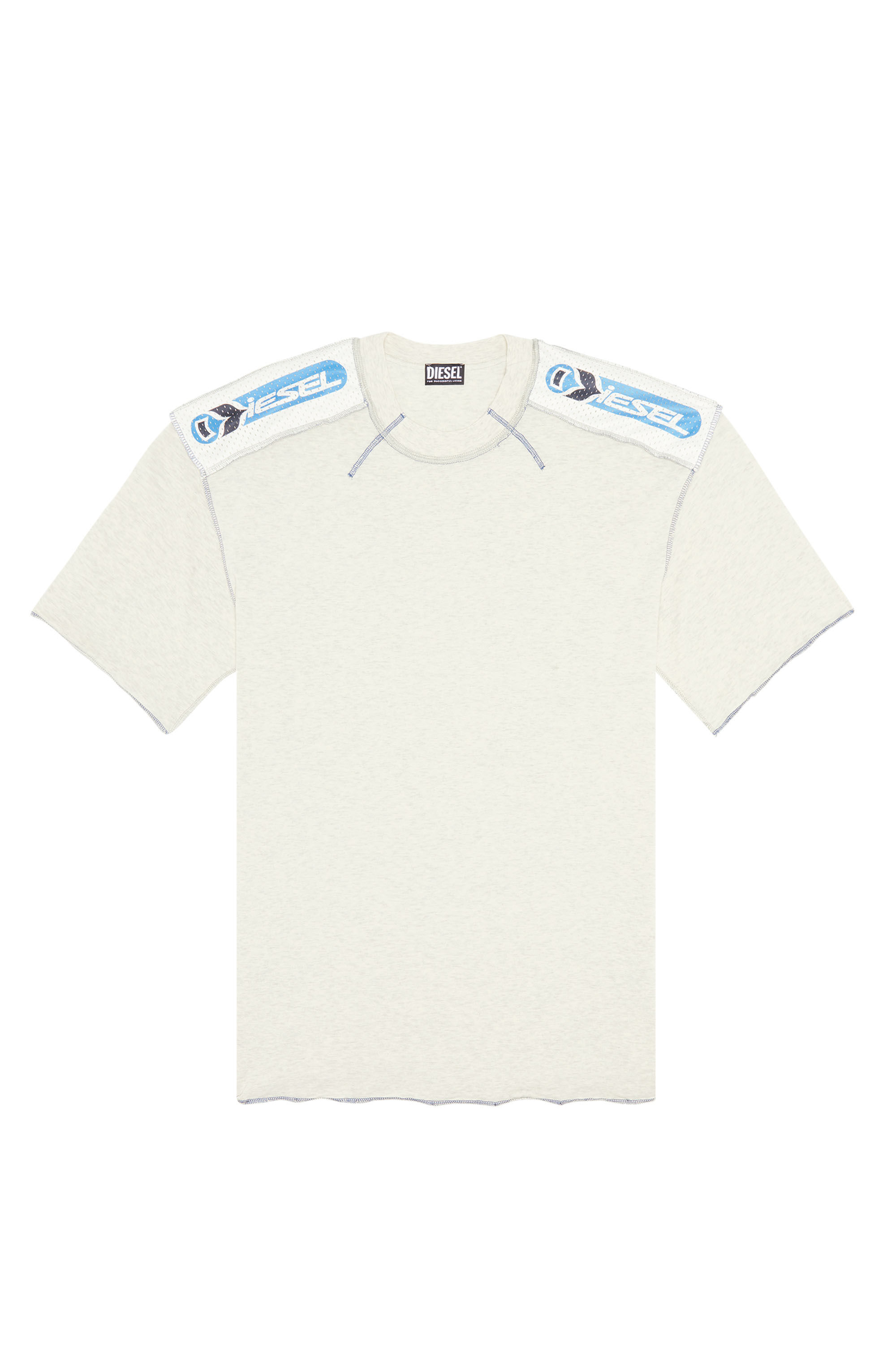 Diesel - T-CRAHOR-SS-G1, Male's Tシャツ パフプリント オーバーロック in ライトグレー - 2