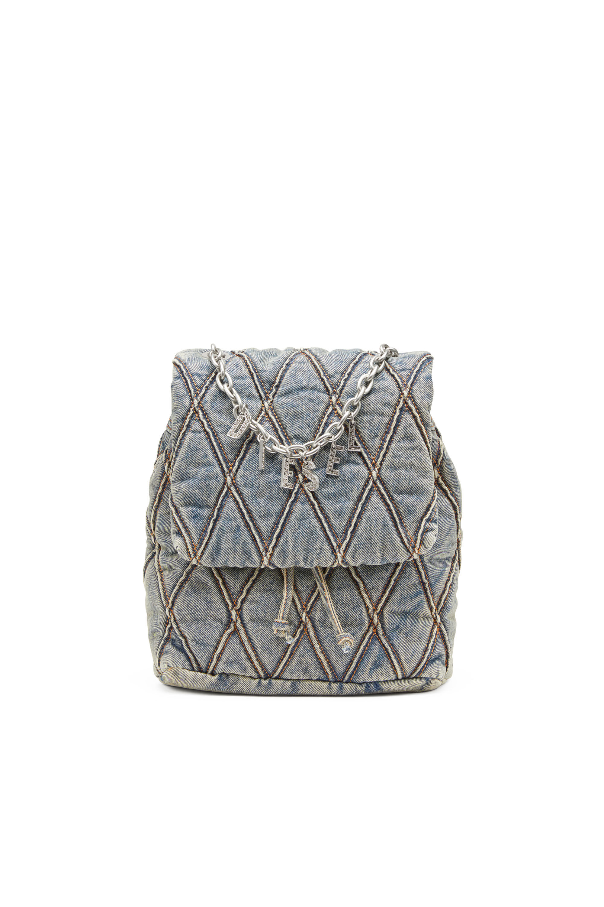 Diesel - CHARM-D BACKPACK S, Female's Charm-D S-Backpack in Argyle quilted denim in ブルー - 2
