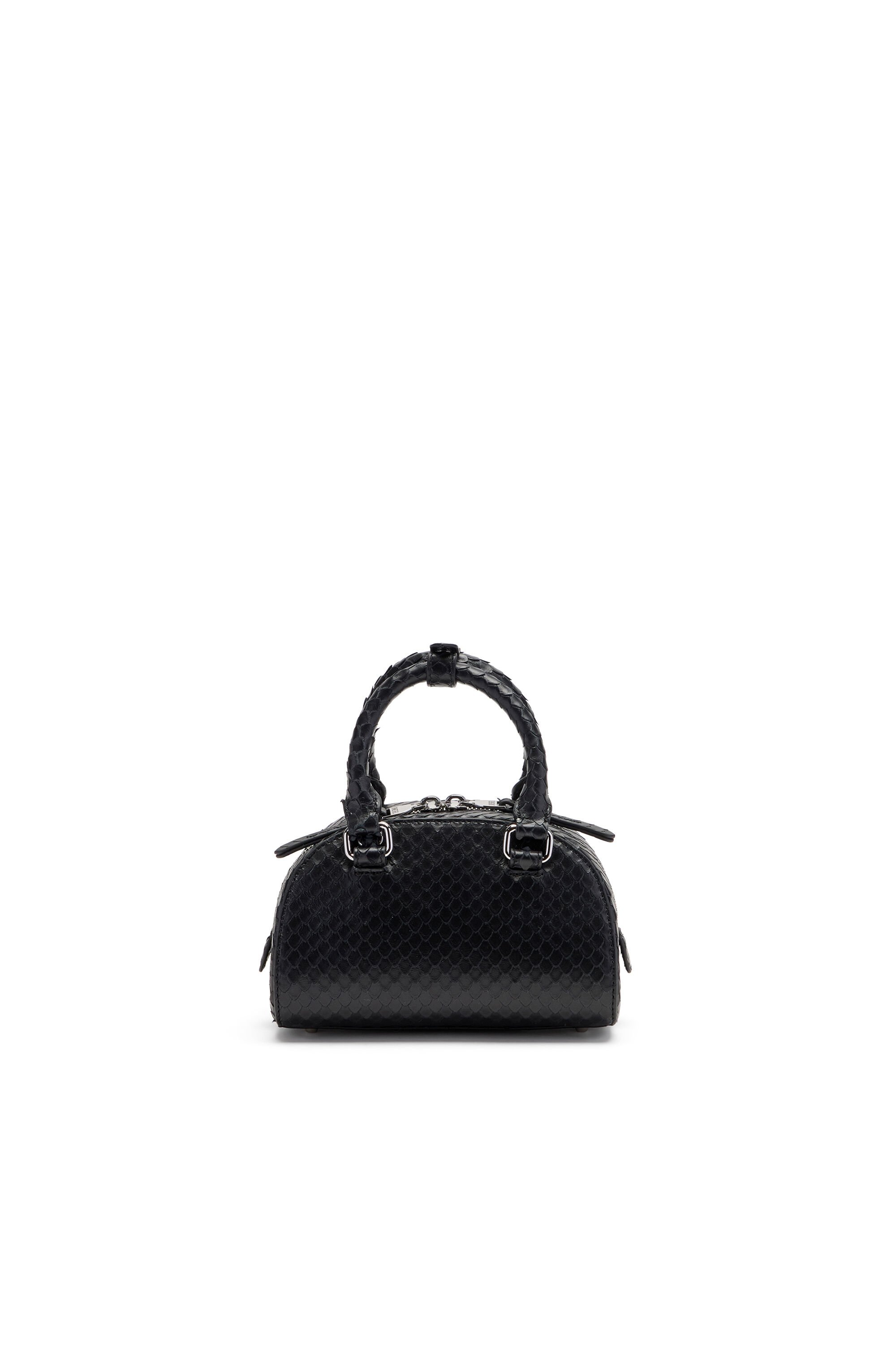 Diesel - 1DR DOME CROSSBODY, Female's 1DR Dome-Mini bowling bag in snake-effect leather in ブラック - 3