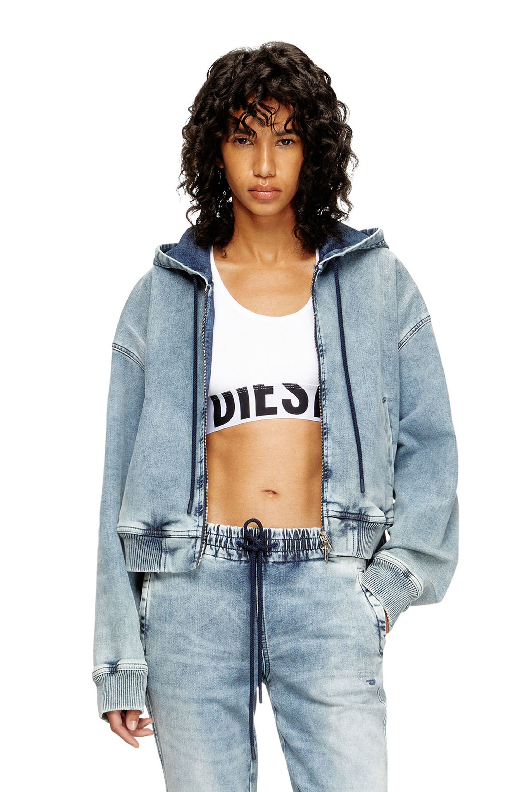 Diesel - UFSB-COTTON-RACE-BRALETTE-XL, Female's Sports bra with cut-off logo in ホワイト - 5