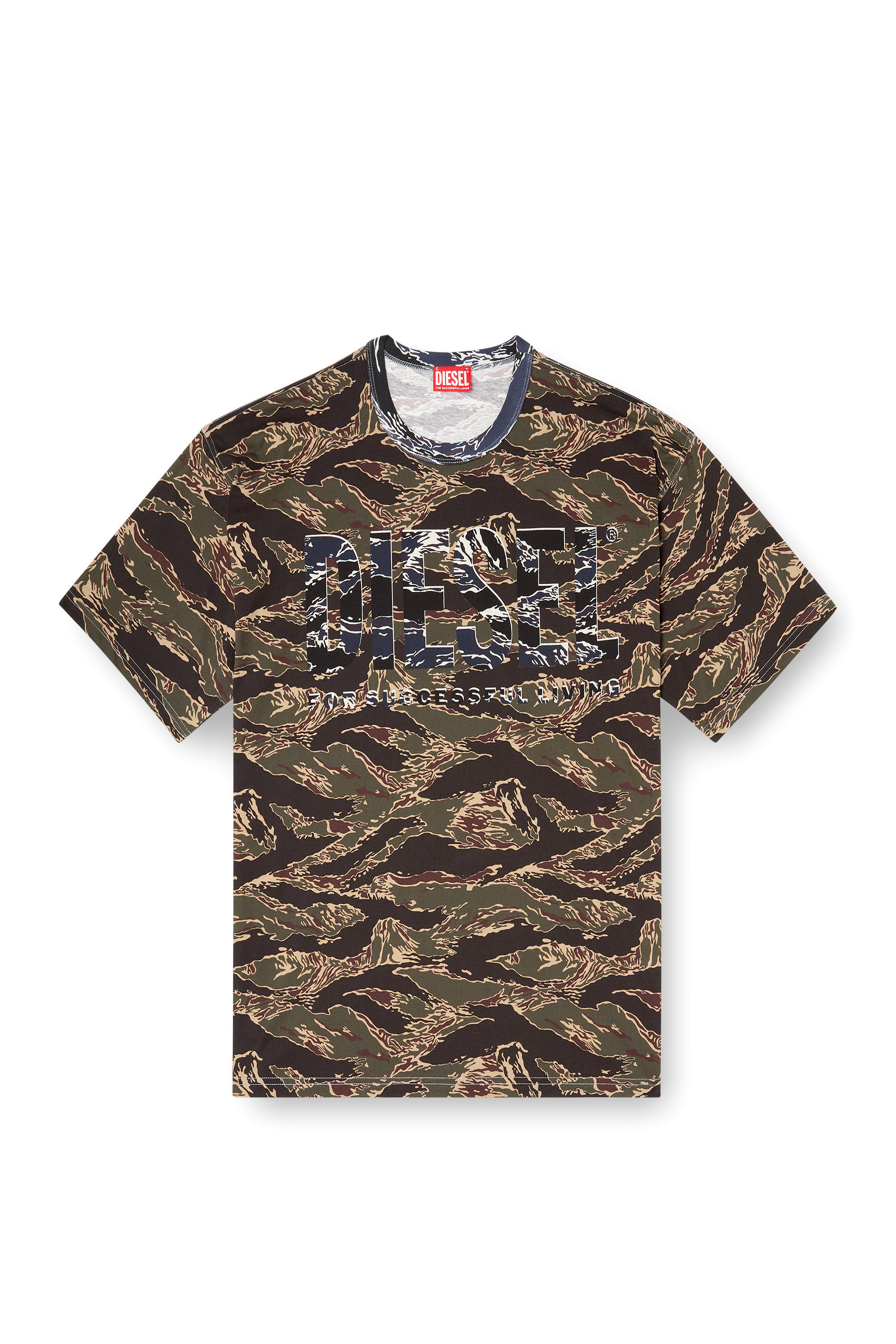 Diesel - T-BOXT-T22, Male's Camo T-shirt with camo logo in ミリタリーグリーン - 2
