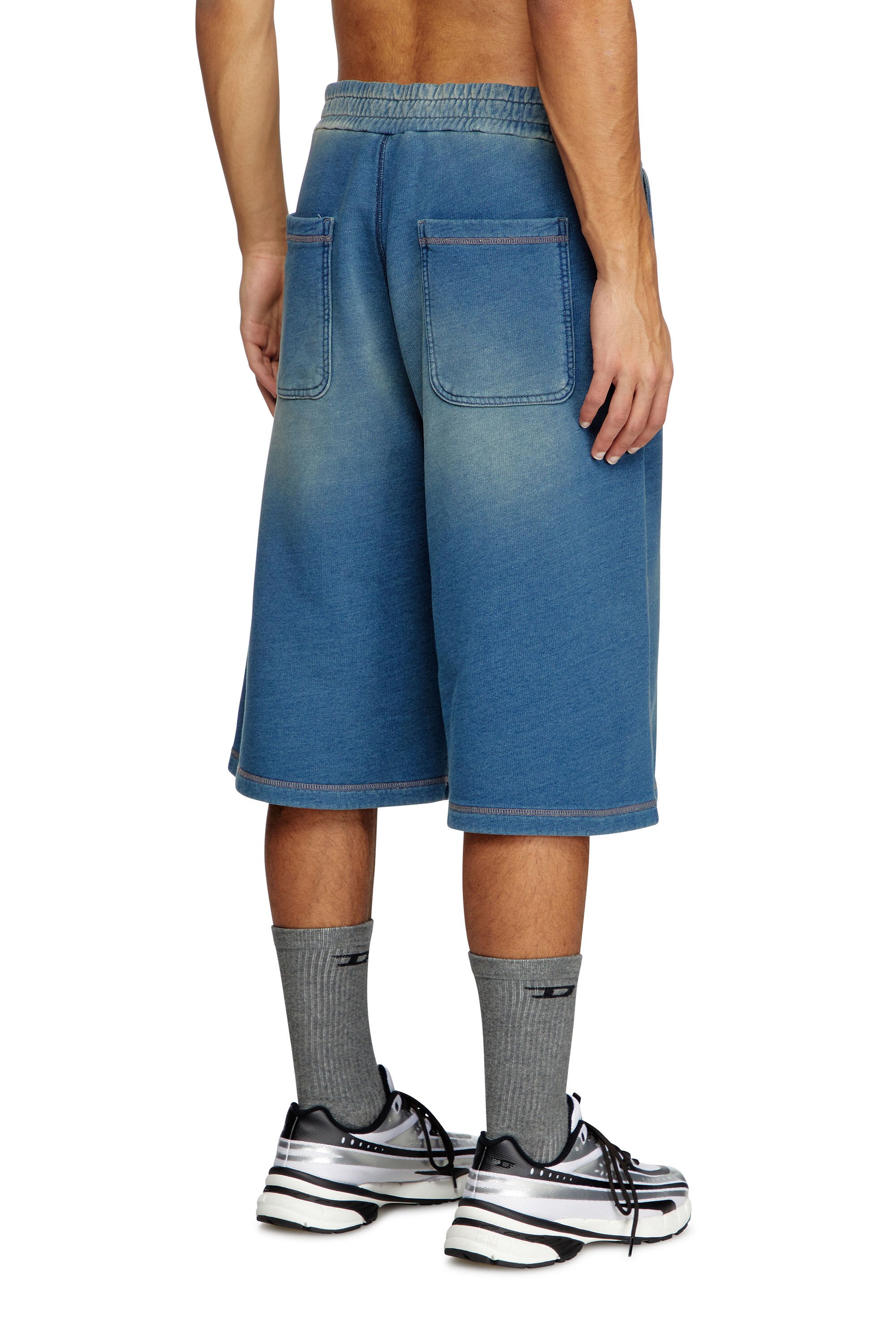 Diesel - P-CERCHIO, Male's Faded indigo sweat shorts in ブルー - 4