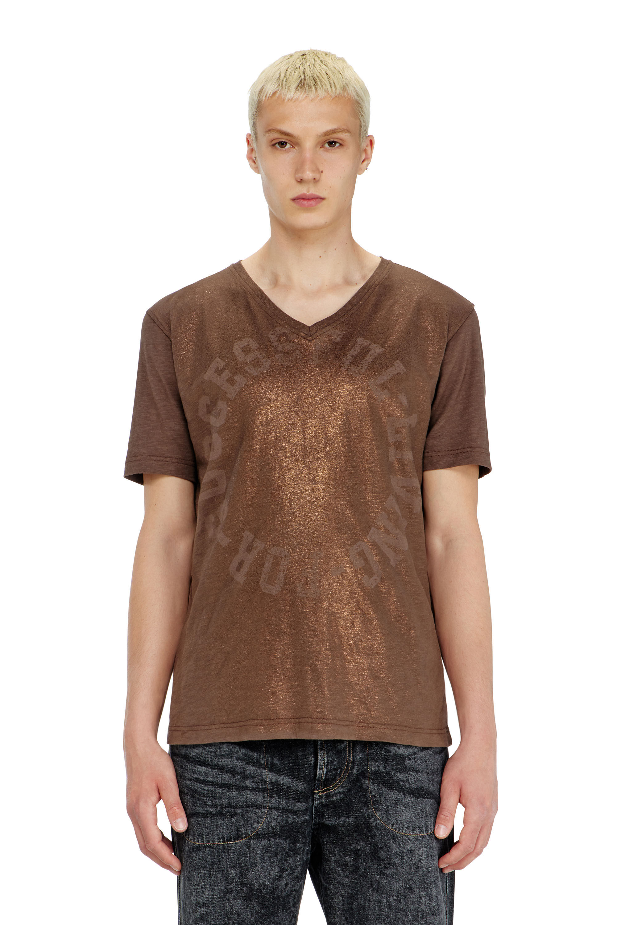 Diesel - T-ANSY-V, Male's Tシャツ in ブラウン - 3