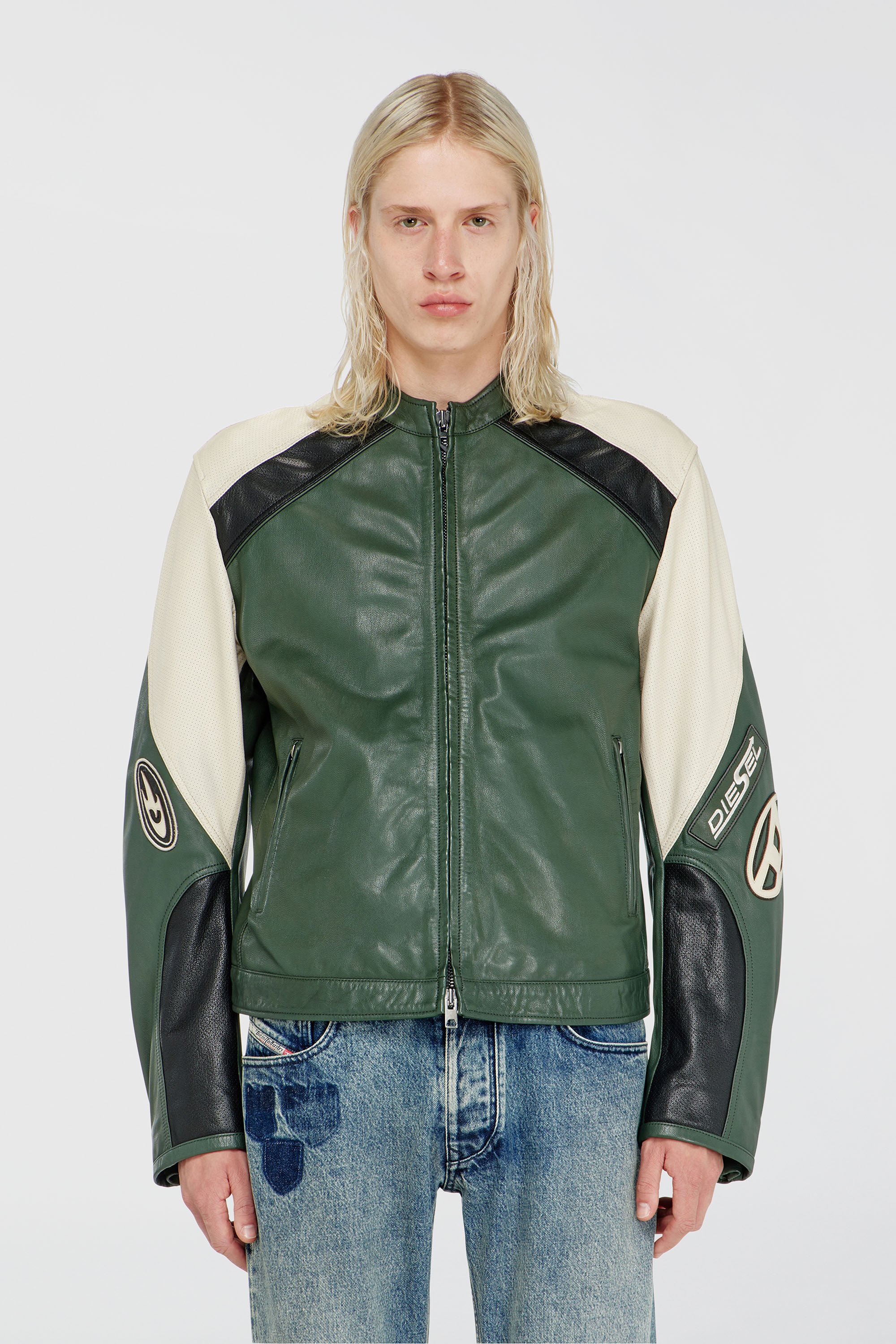 Diesel - L-AHTI, Male's レザージャケット in ベージュ/ブラック - 6
