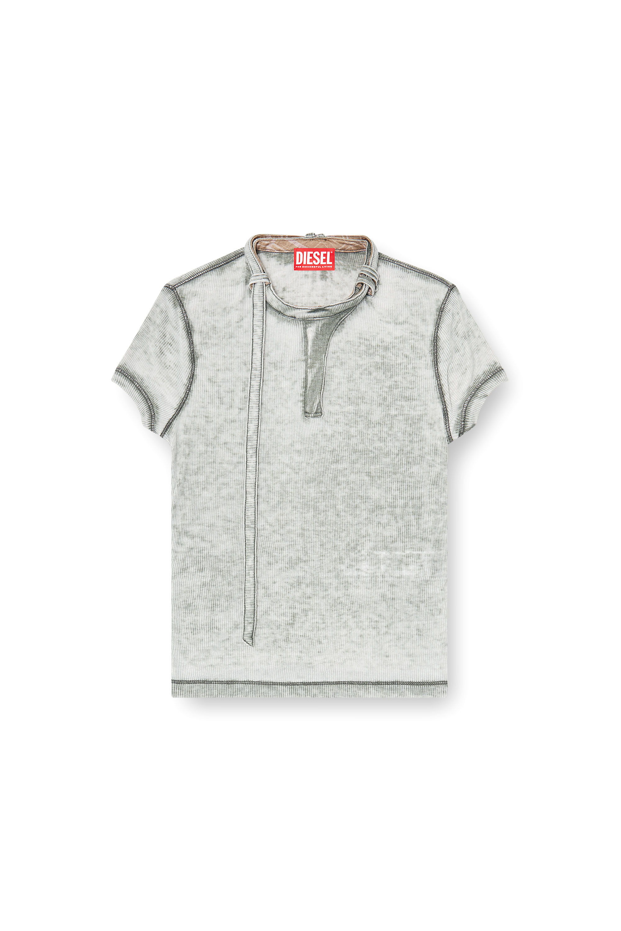 T-ERESA Rib-jersey top with biker neck strap｜グレー｜ウィメンズ