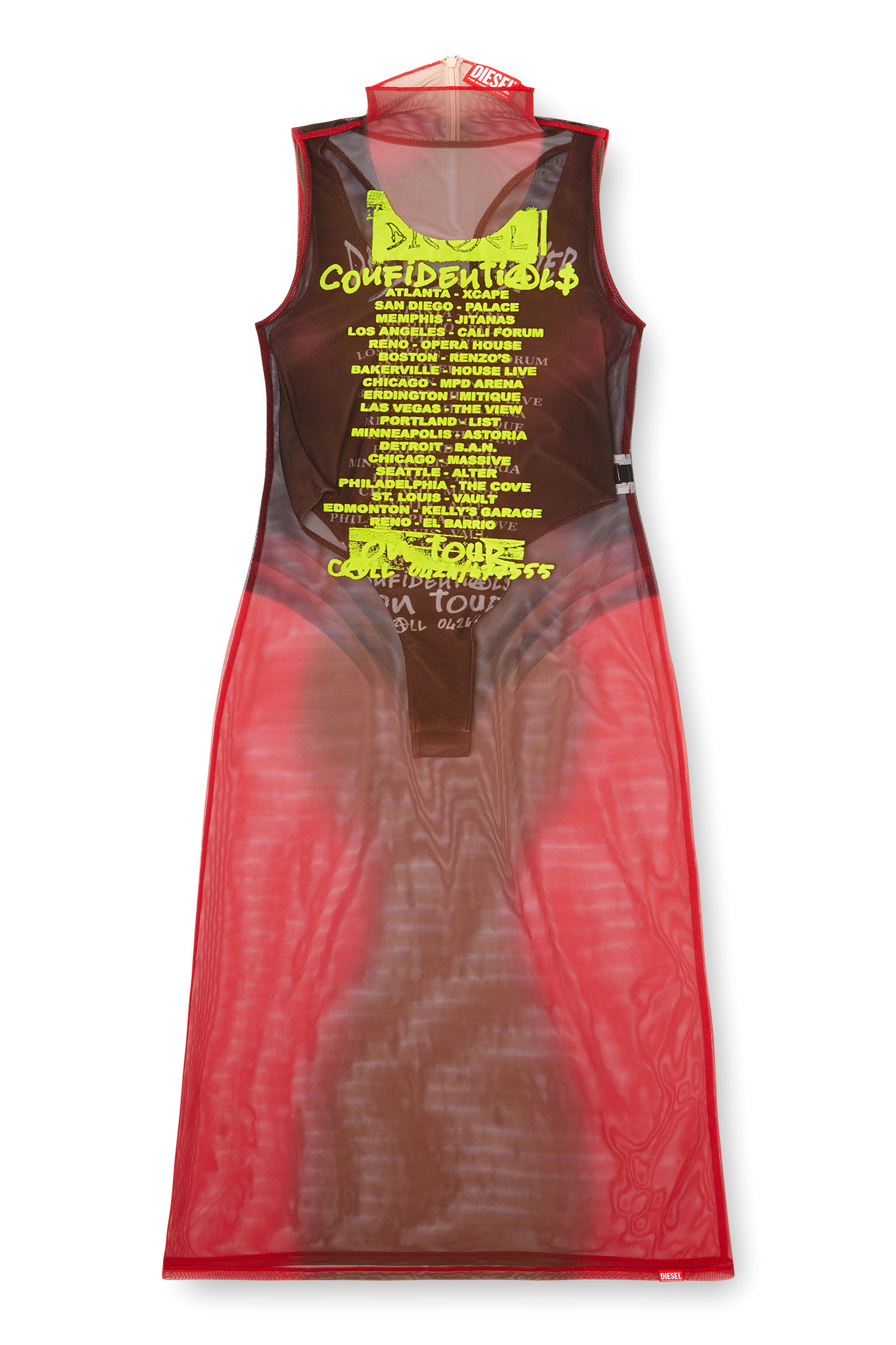 Diesel - D-AGNEC, Female's Layered vest dress with lyrics print in ブラウン - 2