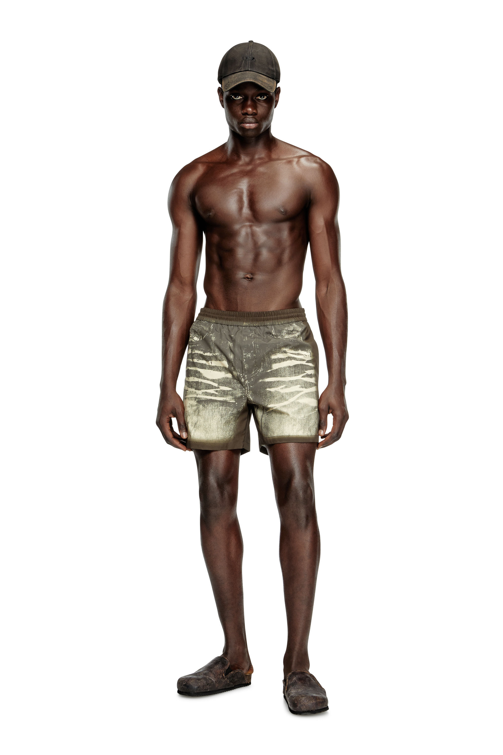 Diesel - RIO-41-DNM, Male's Mid-length swim shorts with denim print in ブラウン - 2
