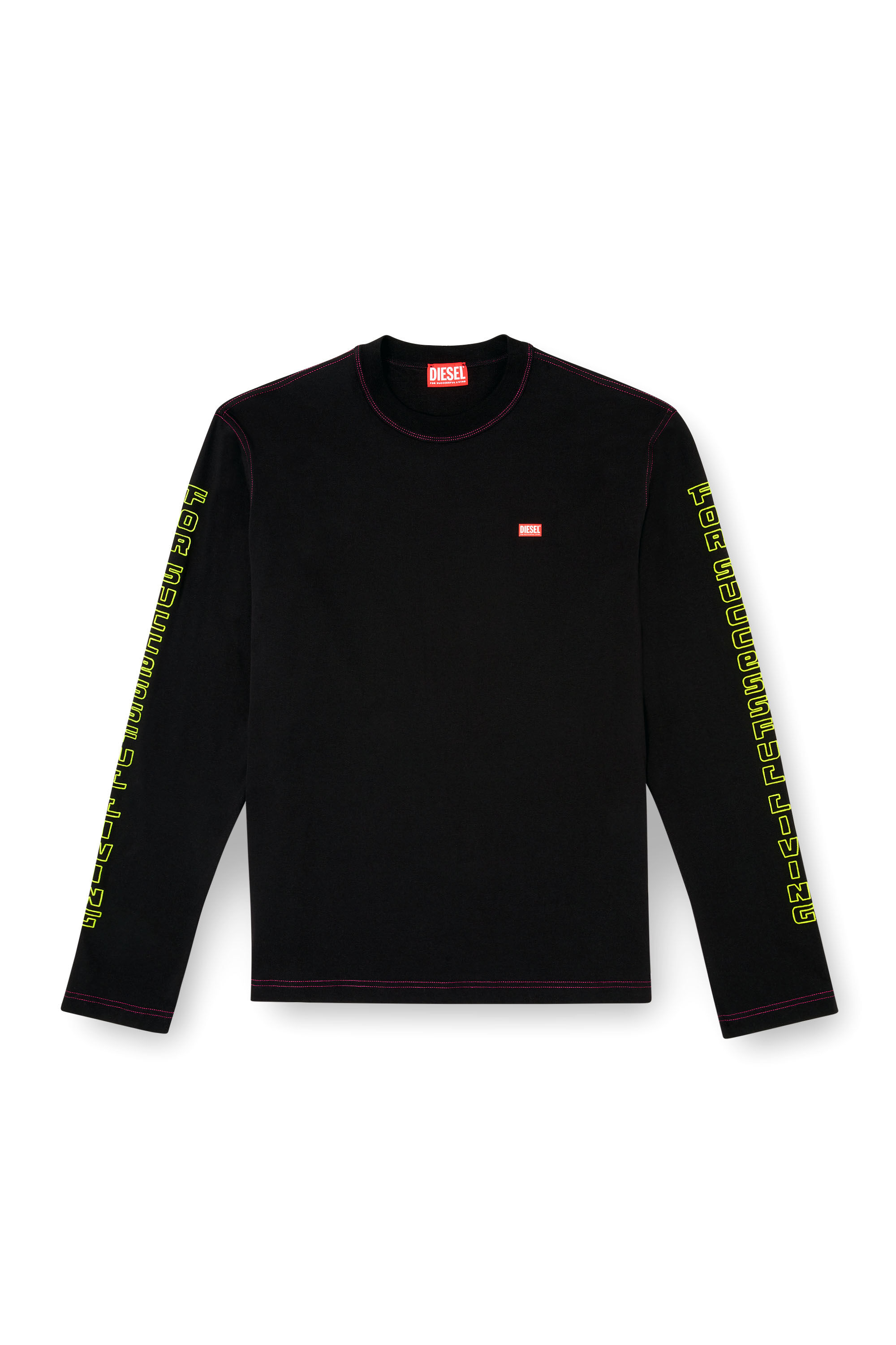 Diesel - T-CRANE-LS-R1, Male's Long-sleeve T-shirt with apple core print in ブラック - 2