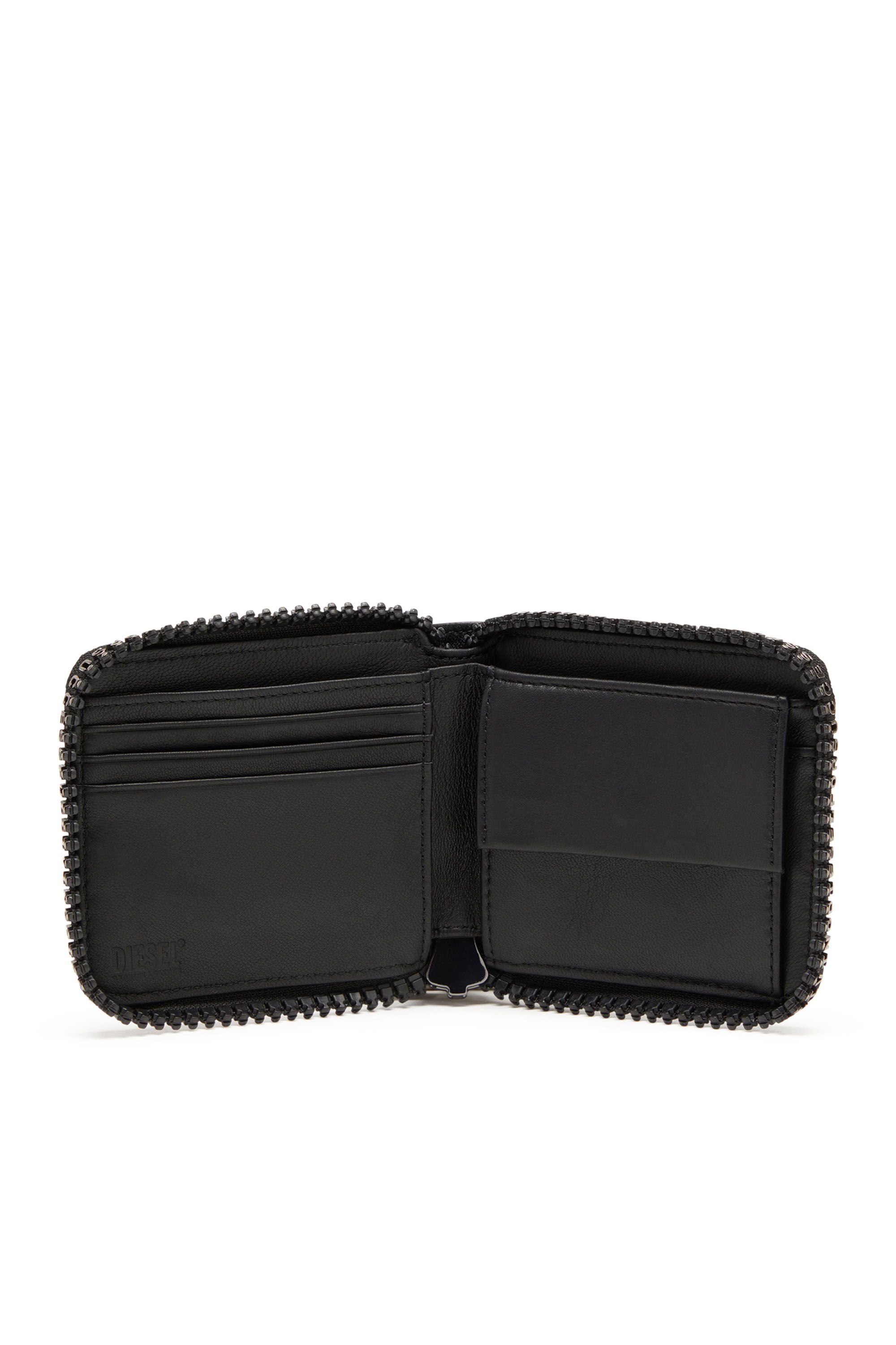 Diesel - ZIP-D BI-FOLD COIN ZIP XS, Male's Leather zip wallet with logo zip in ブラック - 3