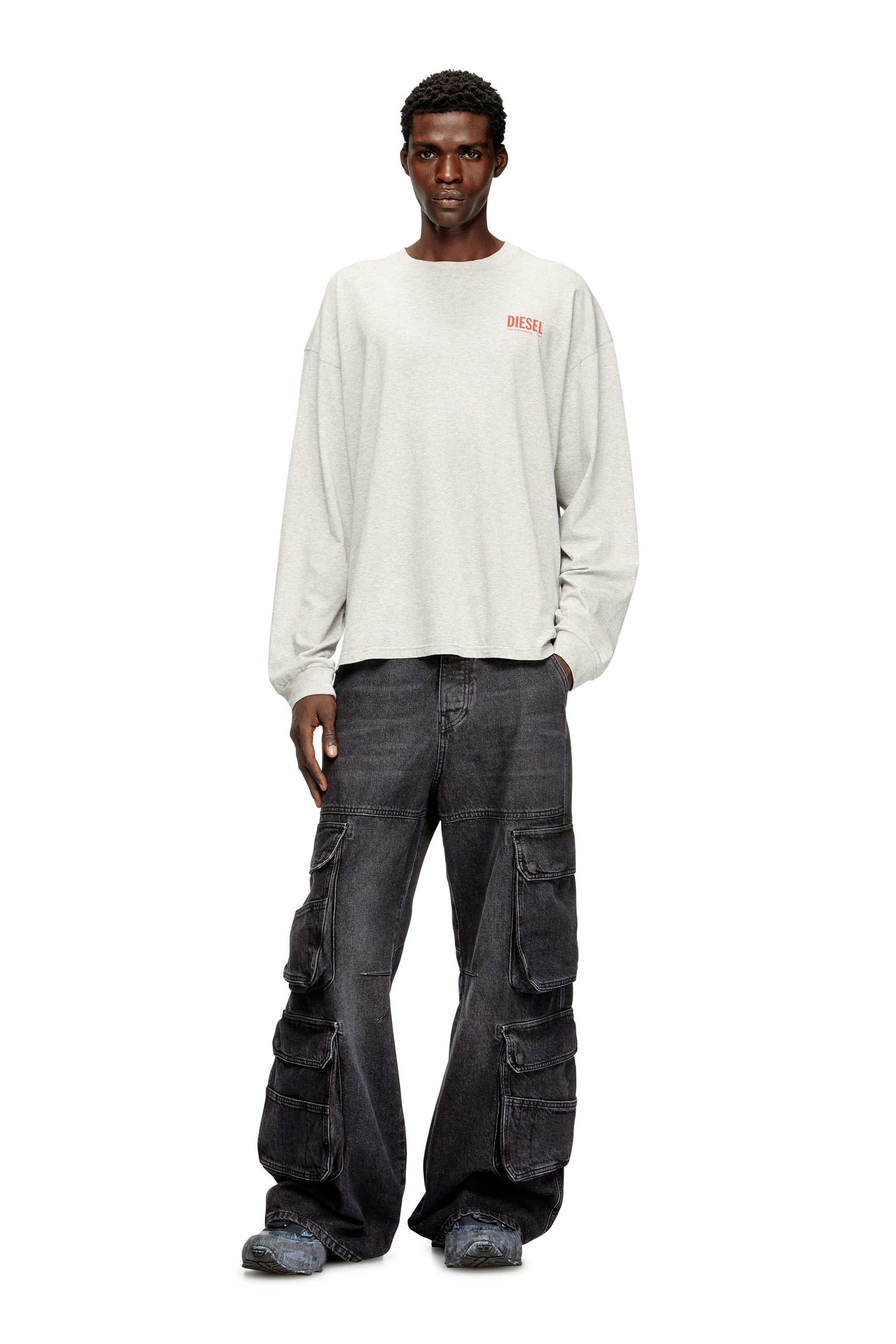 Diesel - T-BOXT-LS-BISK, Male's 長袖Tシャツ in ライトグレー - 1