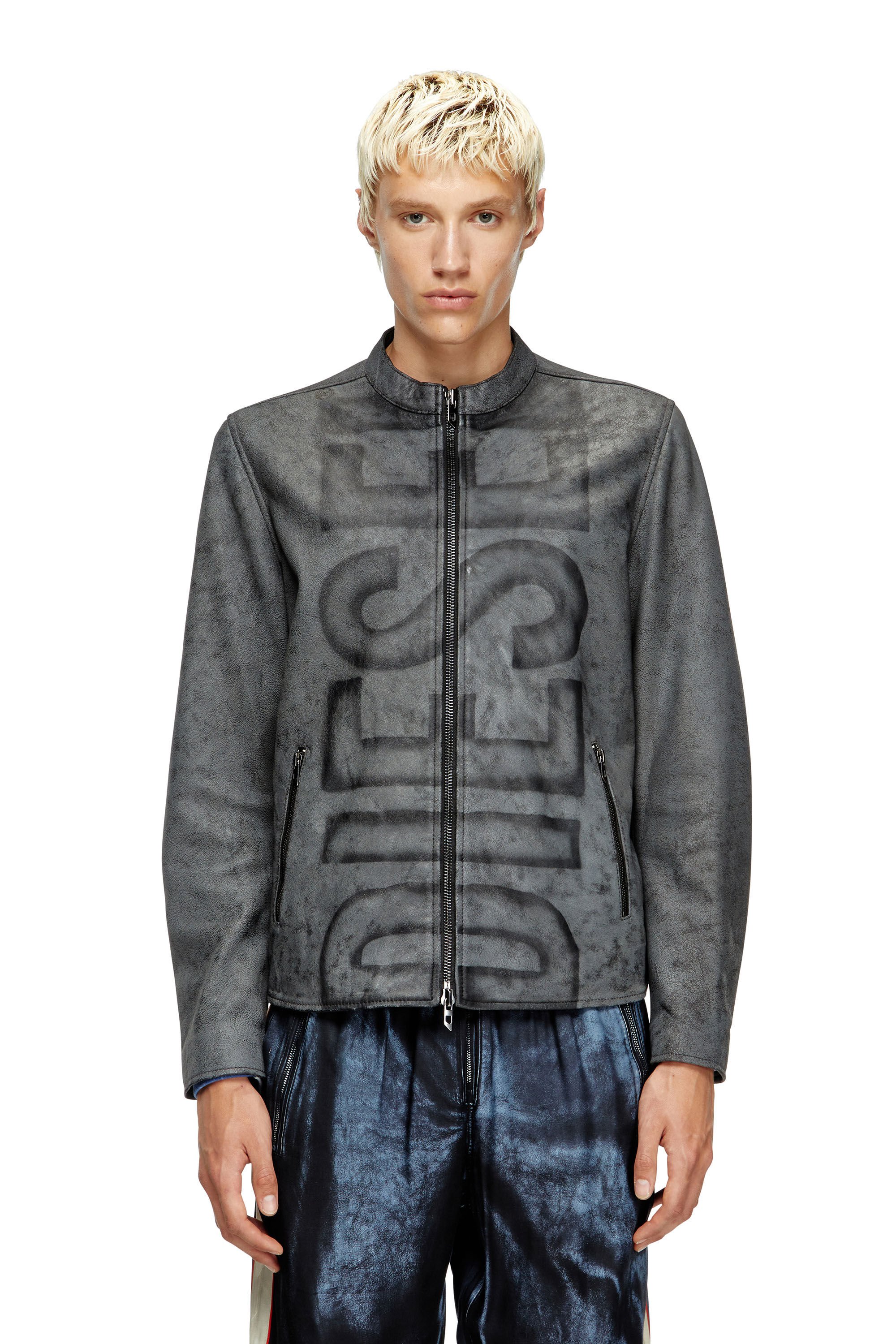 Diesel - L-EVERT-A, Male's レザージャケット in グレー - 3