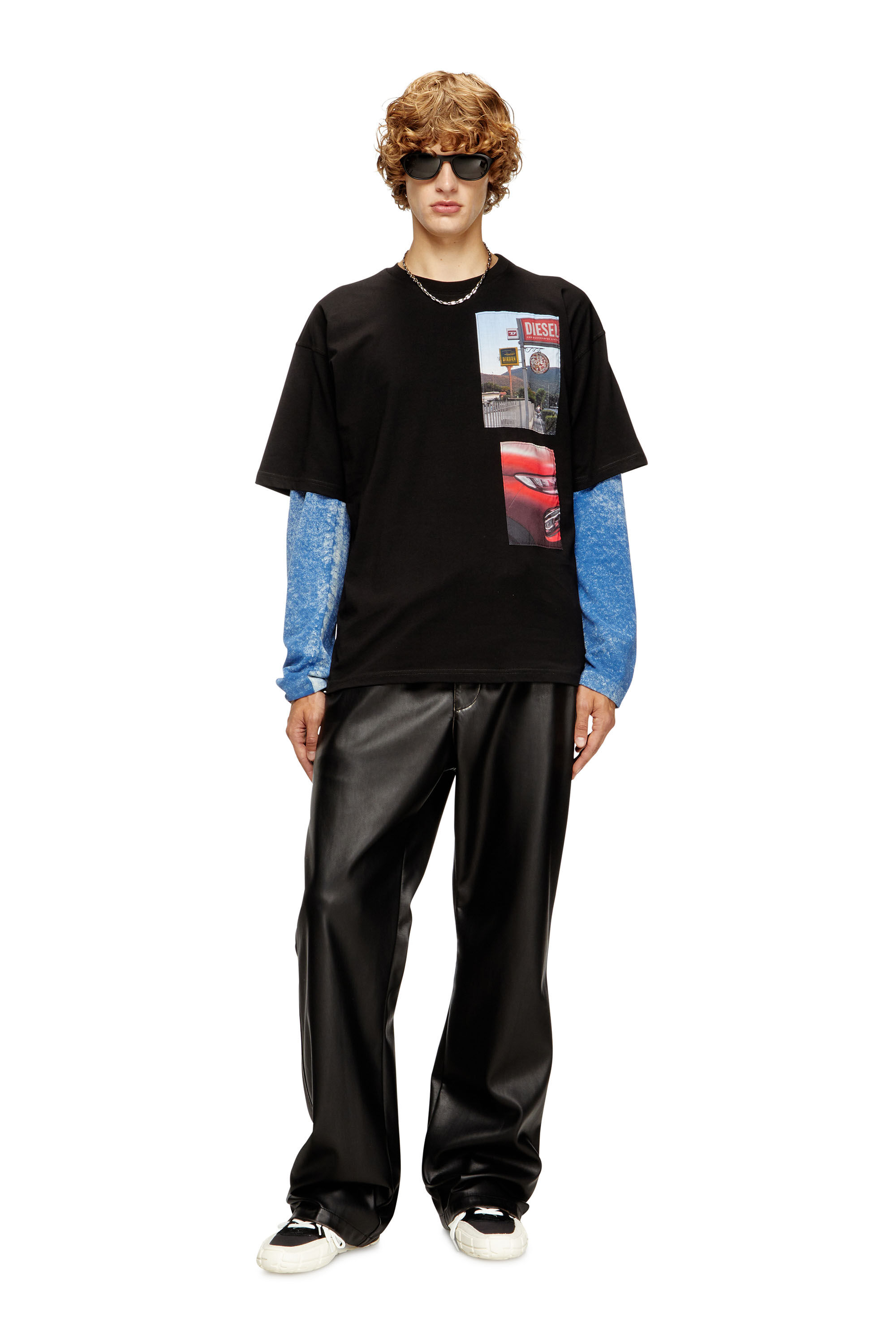 Diesel - T-BOXT-T3, Male's T-shirt with logo photo patches in ブラック - 1