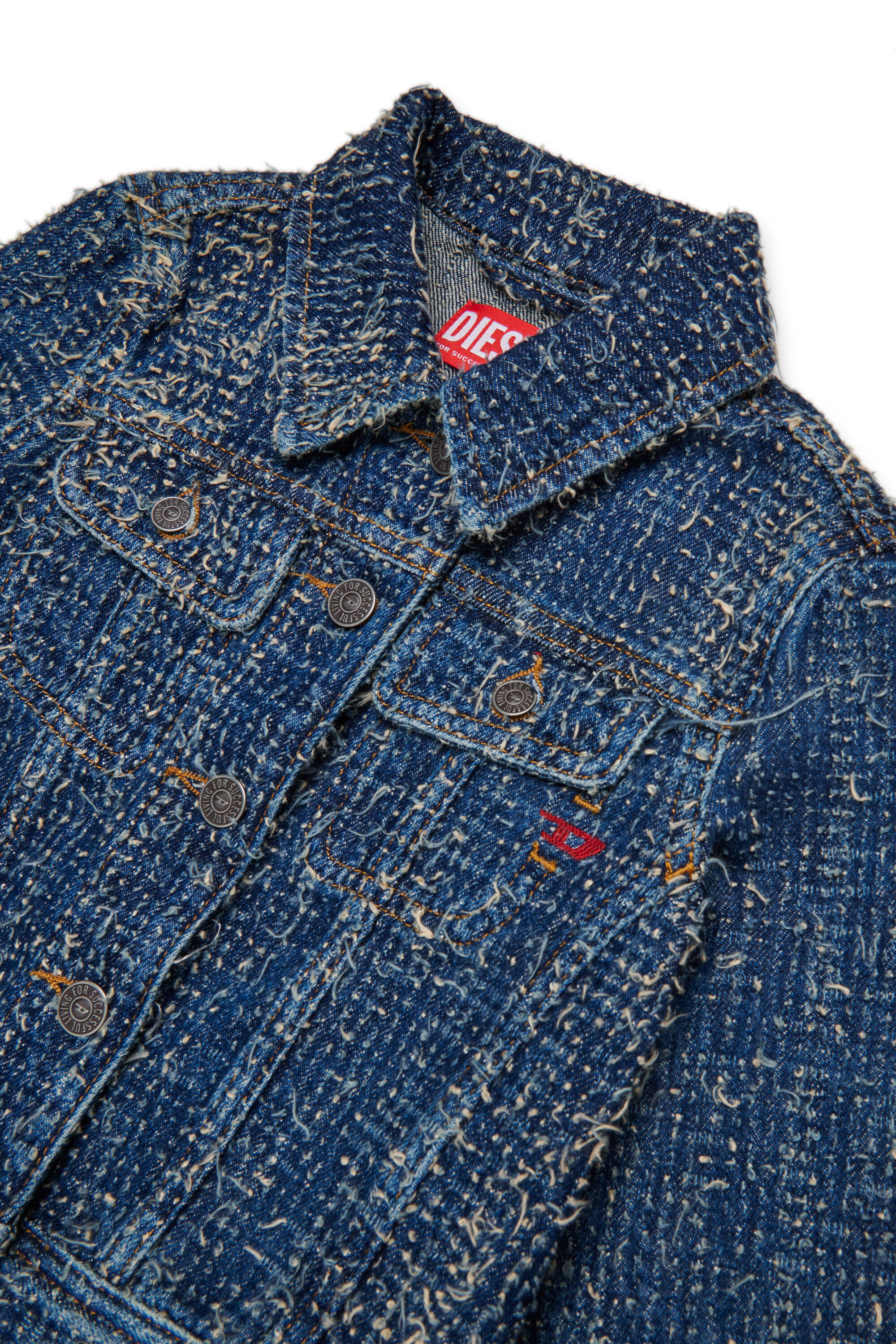 Diesel - JSLIMMY-J, Female's Denim jacket with boucle effect in ダークブルー - 3