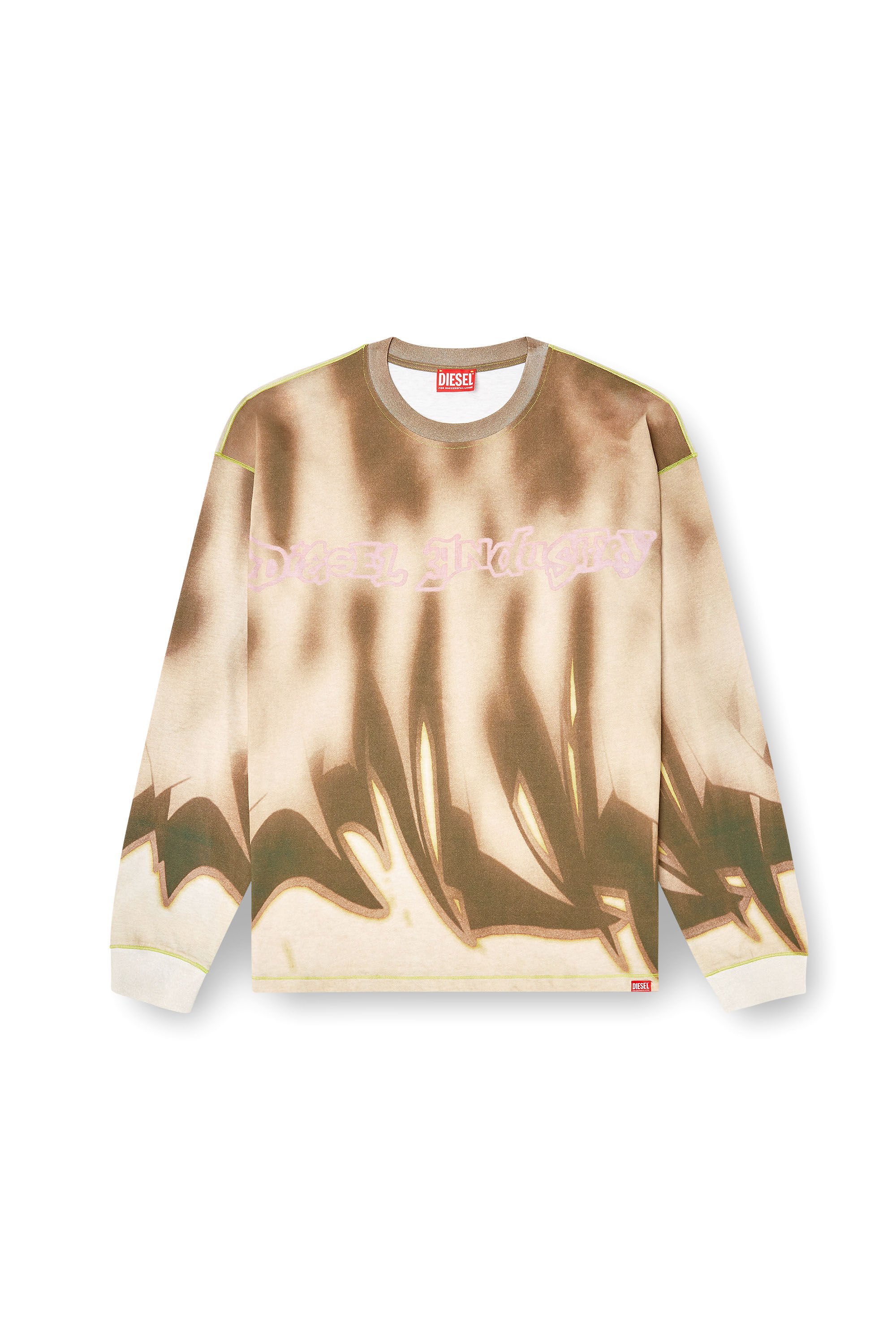 Diesel - T-BOXT-LS-SHOW, Male's Sweatshirt with front graffiti print in ベージュ/ブラウン - 2