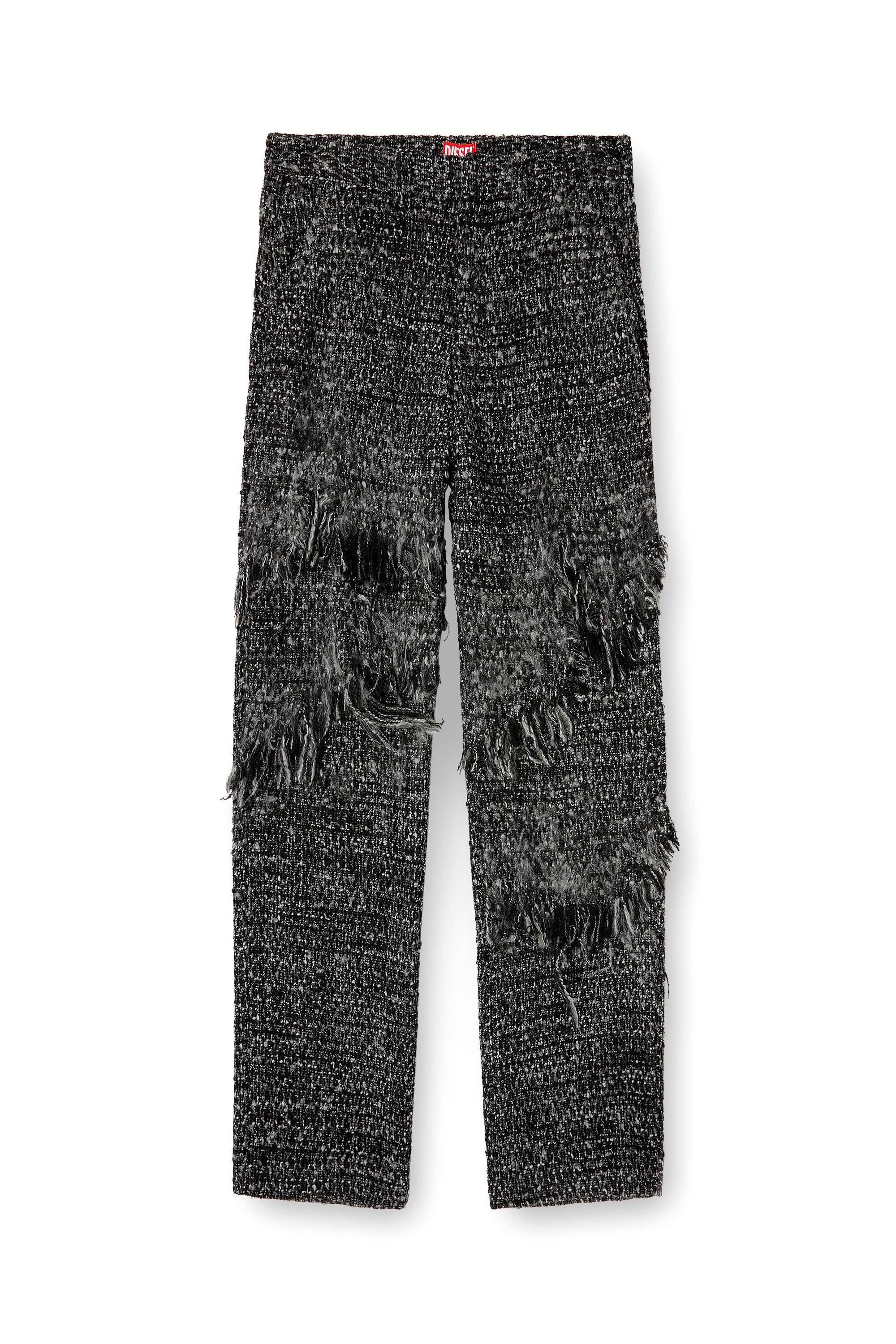 Diesel - P-ABERDEEN-NEW, Male's Layered pants in destroyed boucl&eacute; in ブラック - 6